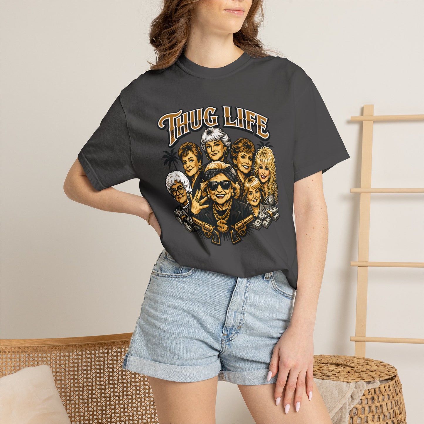 T H U G Golden Dolly Grandma Portrait T-Shirt | Retro TV Comedy Crew Tee