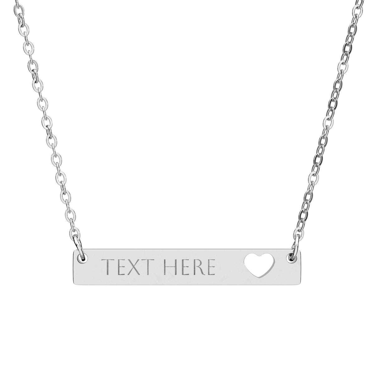 Personalized Cutout Heart Bar Necklace – Custom Engraved Jewelry Gift