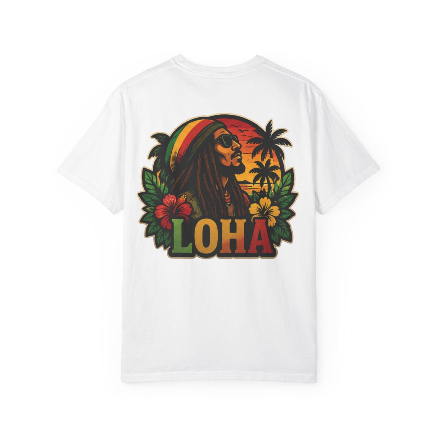 Rasta Aloha T-Shirt — "LOHA" Reggae Sunset Tee