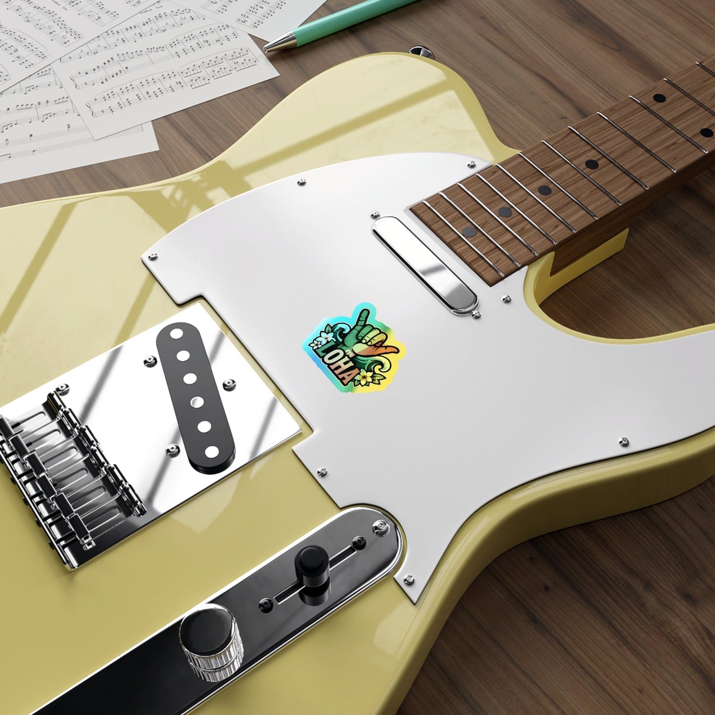 Holographic "Loha" Shaka Sticker — Die-Cut Surf Vibe