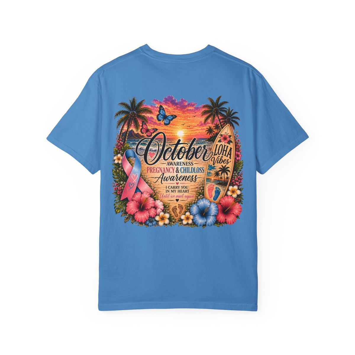 October Child & Pregnancy Awareness T-Shirt — Hawaiian Sunset Awareness Tee