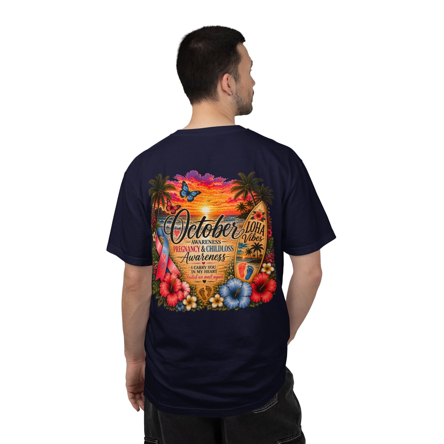 T-Shirt — October Pregnancy & Childloss Awareness Sunset Floral Backprint