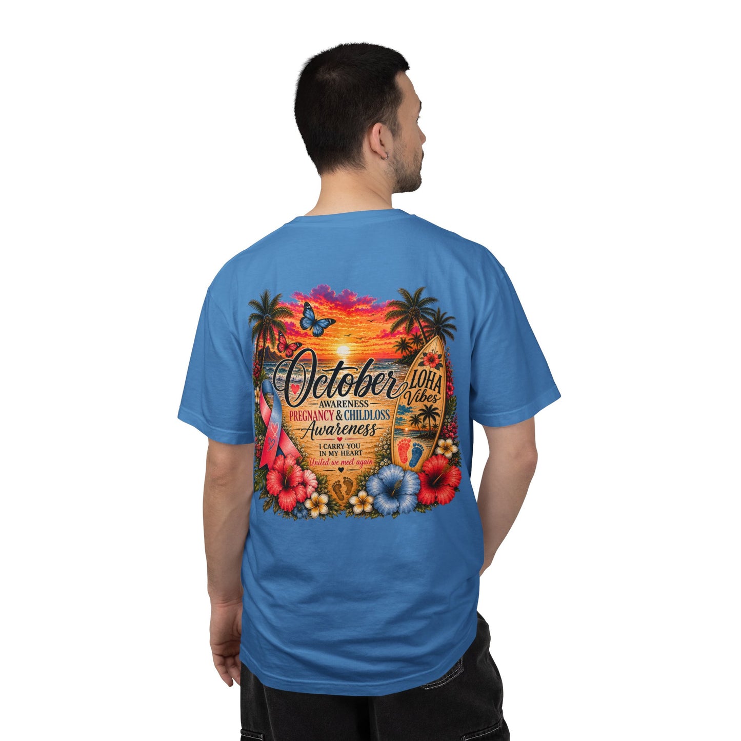 T-Shirt — October Pregnancy & Childloss Awareness Sunset Floral Backprint