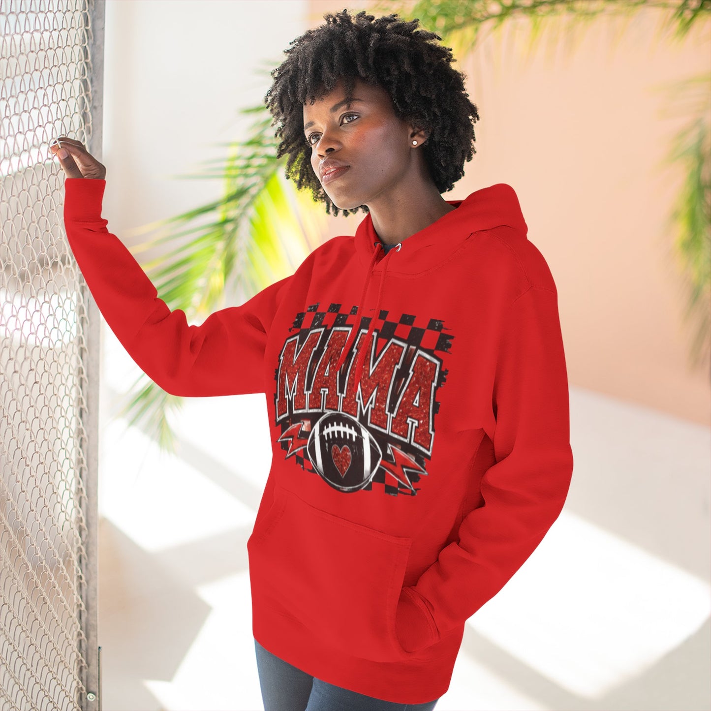 Mama Football Hoodie — #10 Player Mom Fleece Pullover