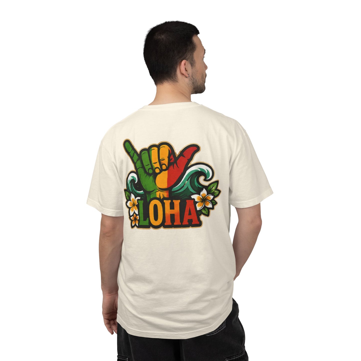 Loha Shaka T-Shirt — Retro Surf Hawaiian Tee with "LOHA" Back Graphic