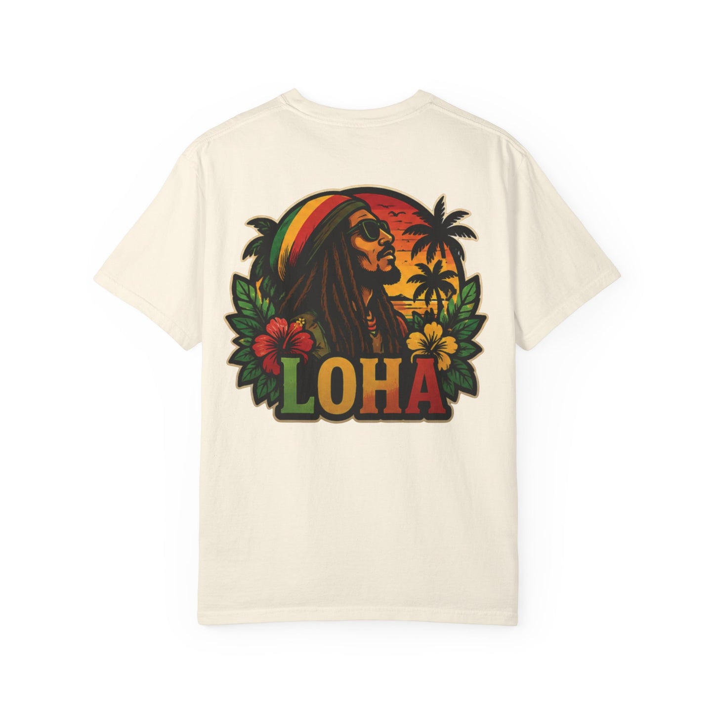Rasta Aloha T-Shirt — "LOHA" Reggae Sunset Tee