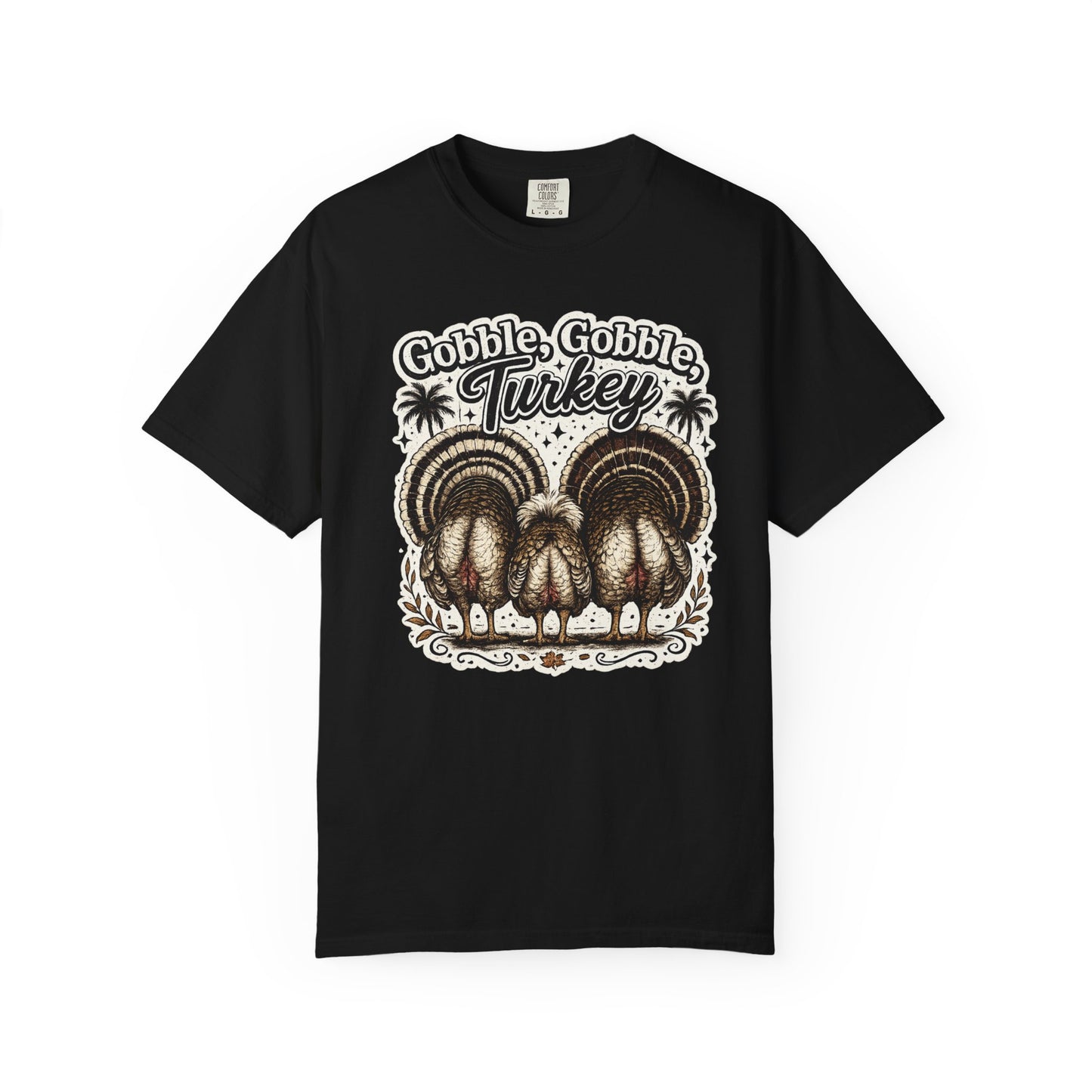 Gobble Gobble Turkey Butt T-shirt | Retro Thanksgiving Turkey Trio, Fall Holiday Tee