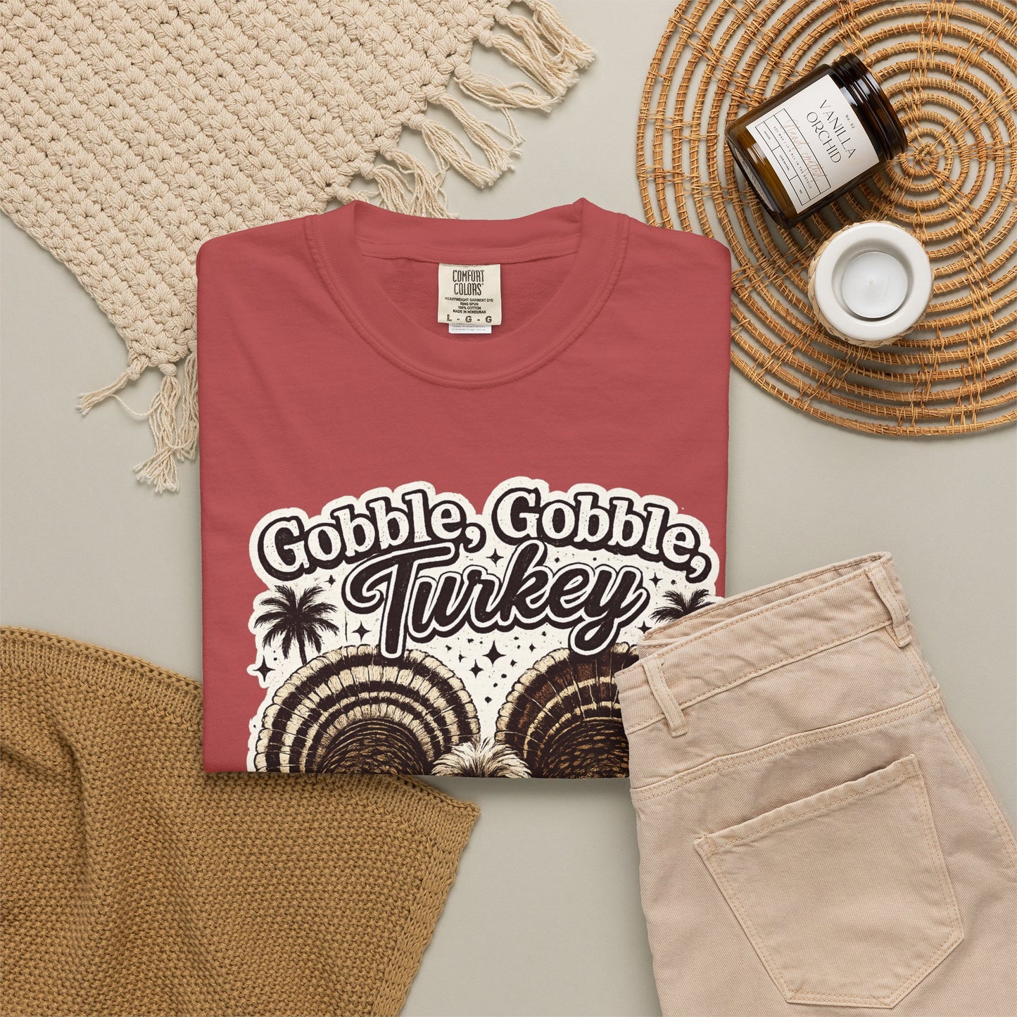 Gobble Gobble Turkey Butt T-shirt | Retro Thanksgiving Turkey Trio, Fall Holiday Tee