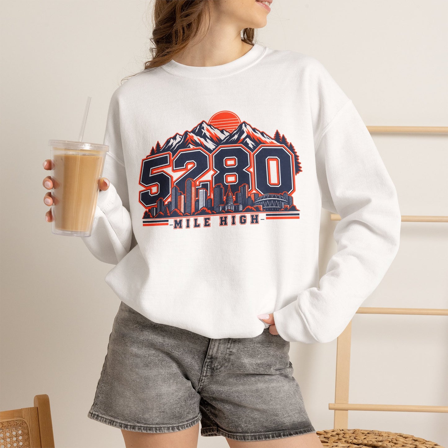 5280 Mile High Sweatshirt — Denver Mountain Graphic Crewneck