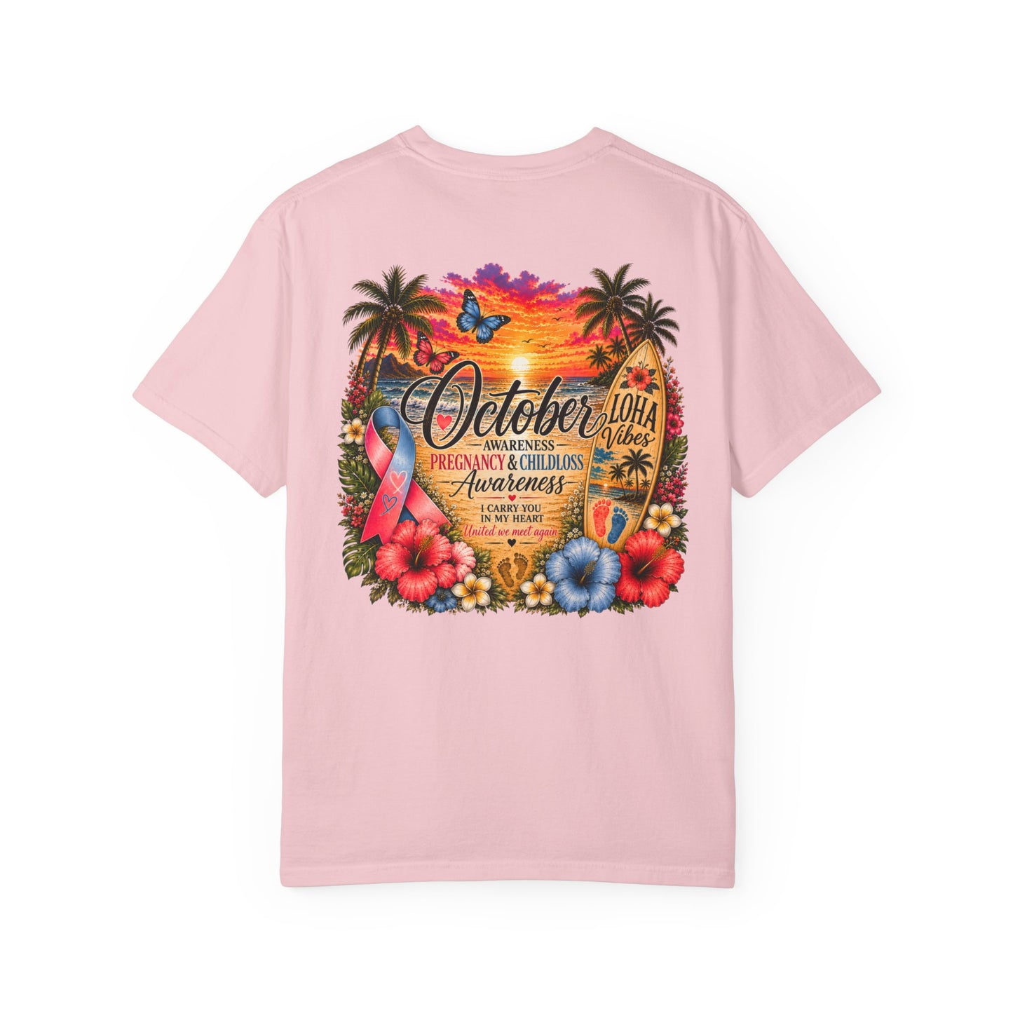 October Child & Pregnancy Awareness T-Shirt — Hawaiian Sunset Awareness Tee