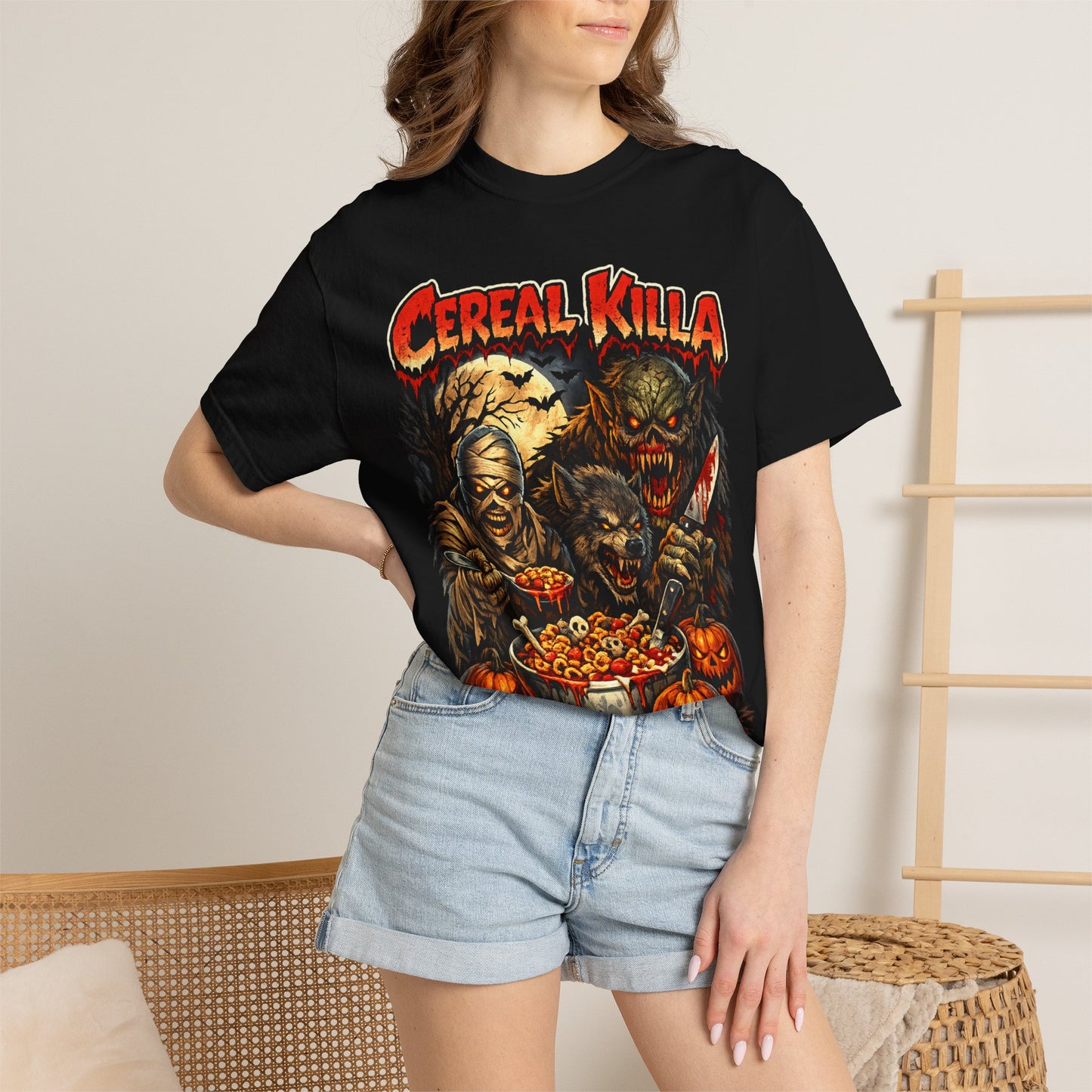 Cereal Killa Horror T-Shirt — Vintage Halloween Monster Graphic Tee.