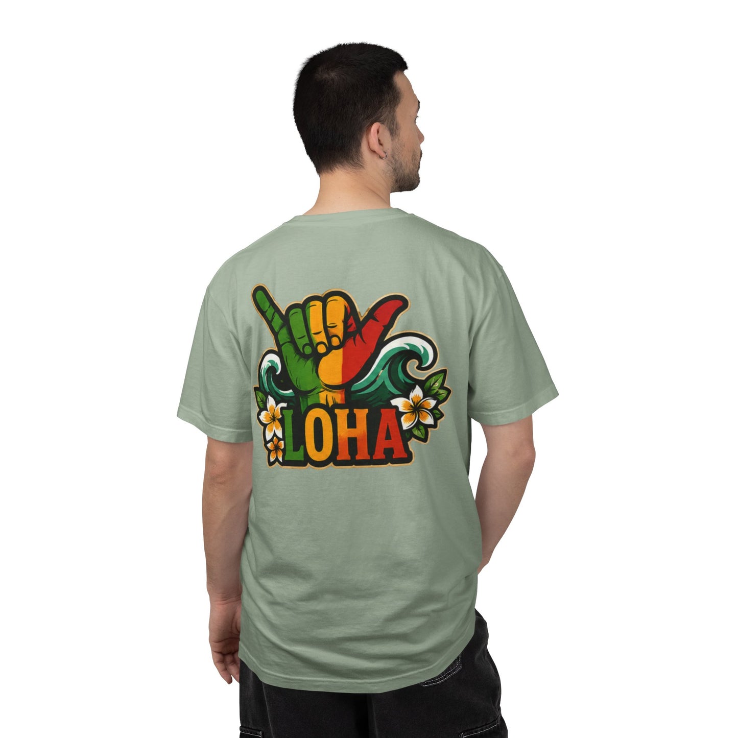 Loha Shaka T-Shirt — Retro Surf Hawaiian Tee with "LOHA" Back Graphic