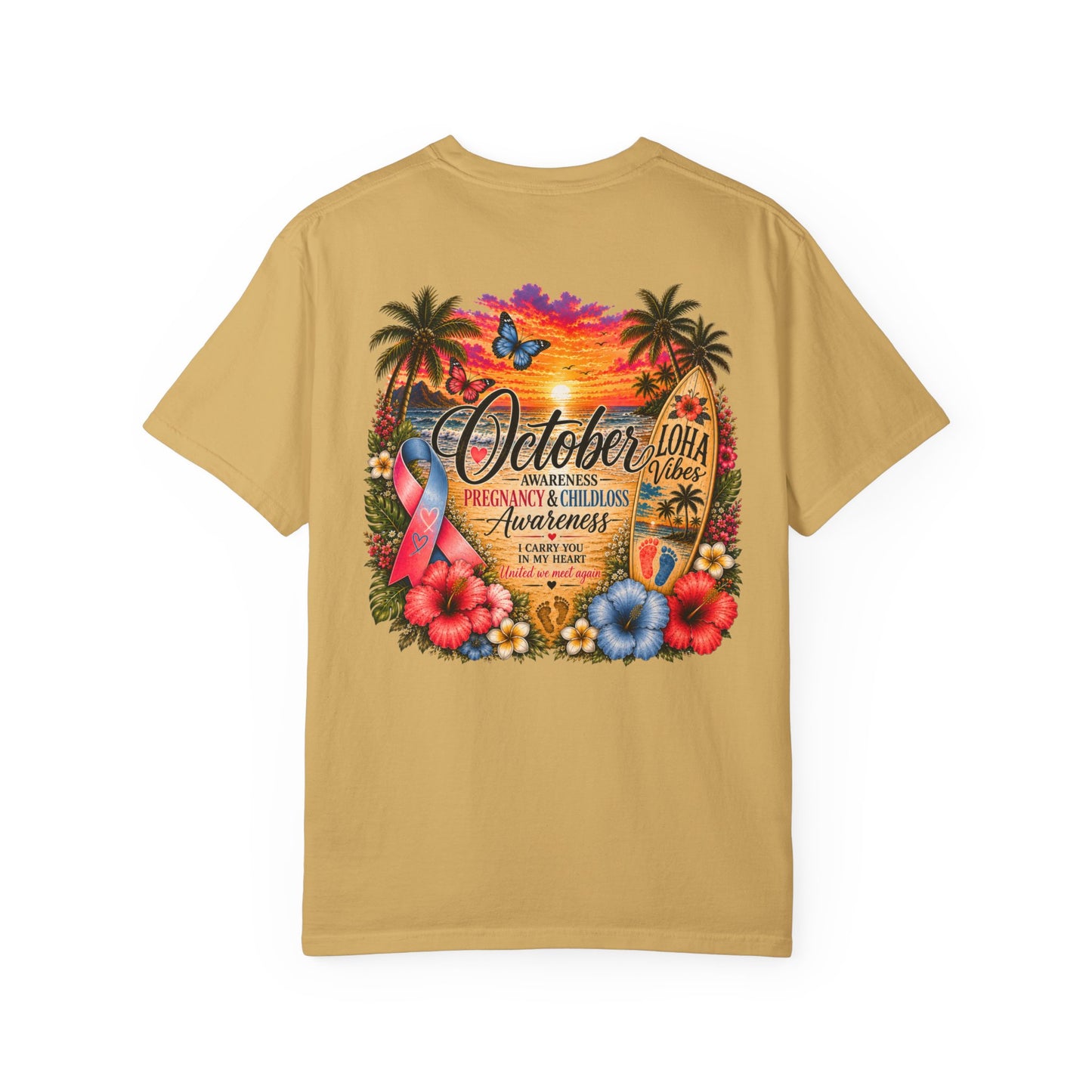 October Child & Pregnancy Awareness T-Shirt — Hawaiian Sunset Awareness Tee