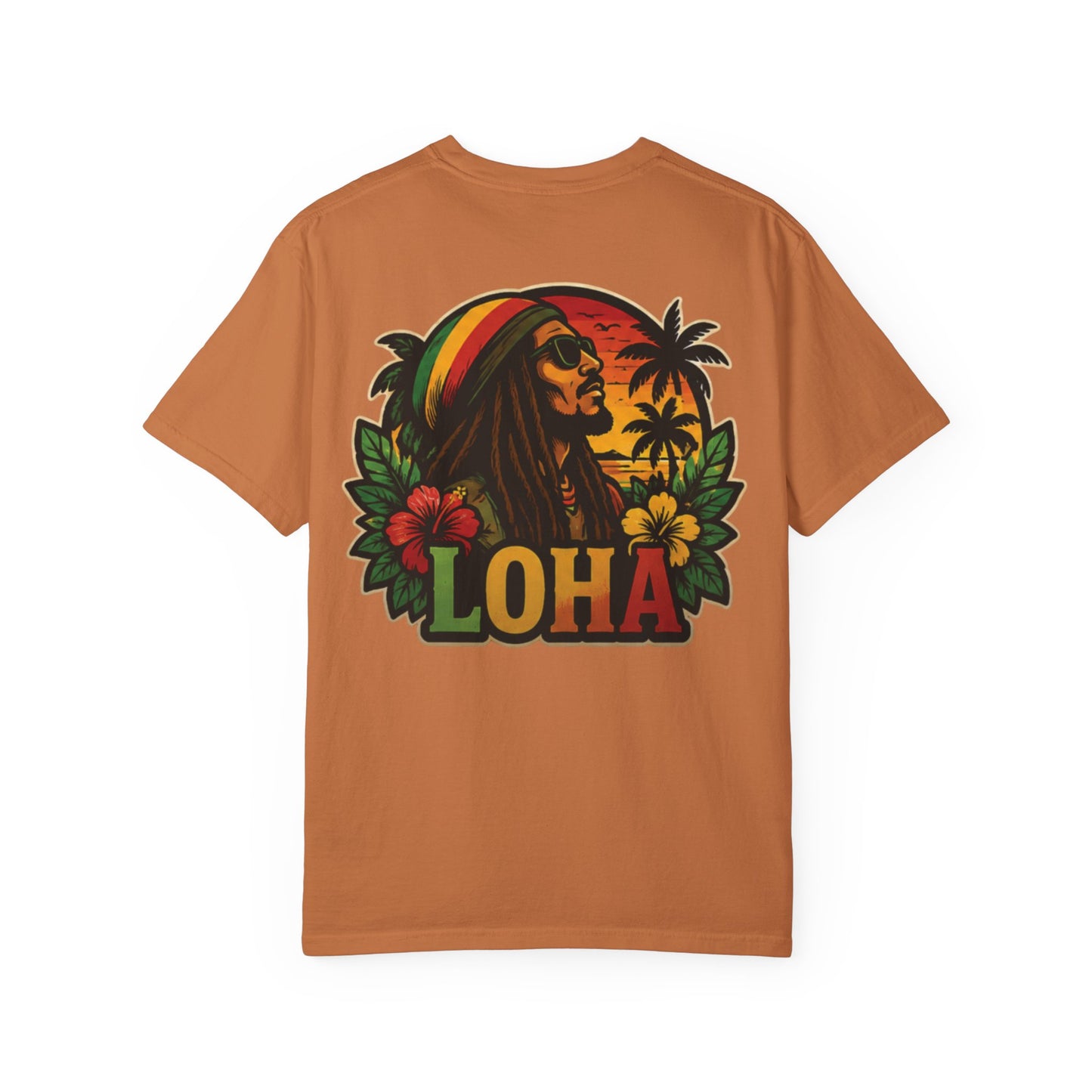 Rasta Aloha T-Shirt — "LOHA" Reggae Sunset Tee