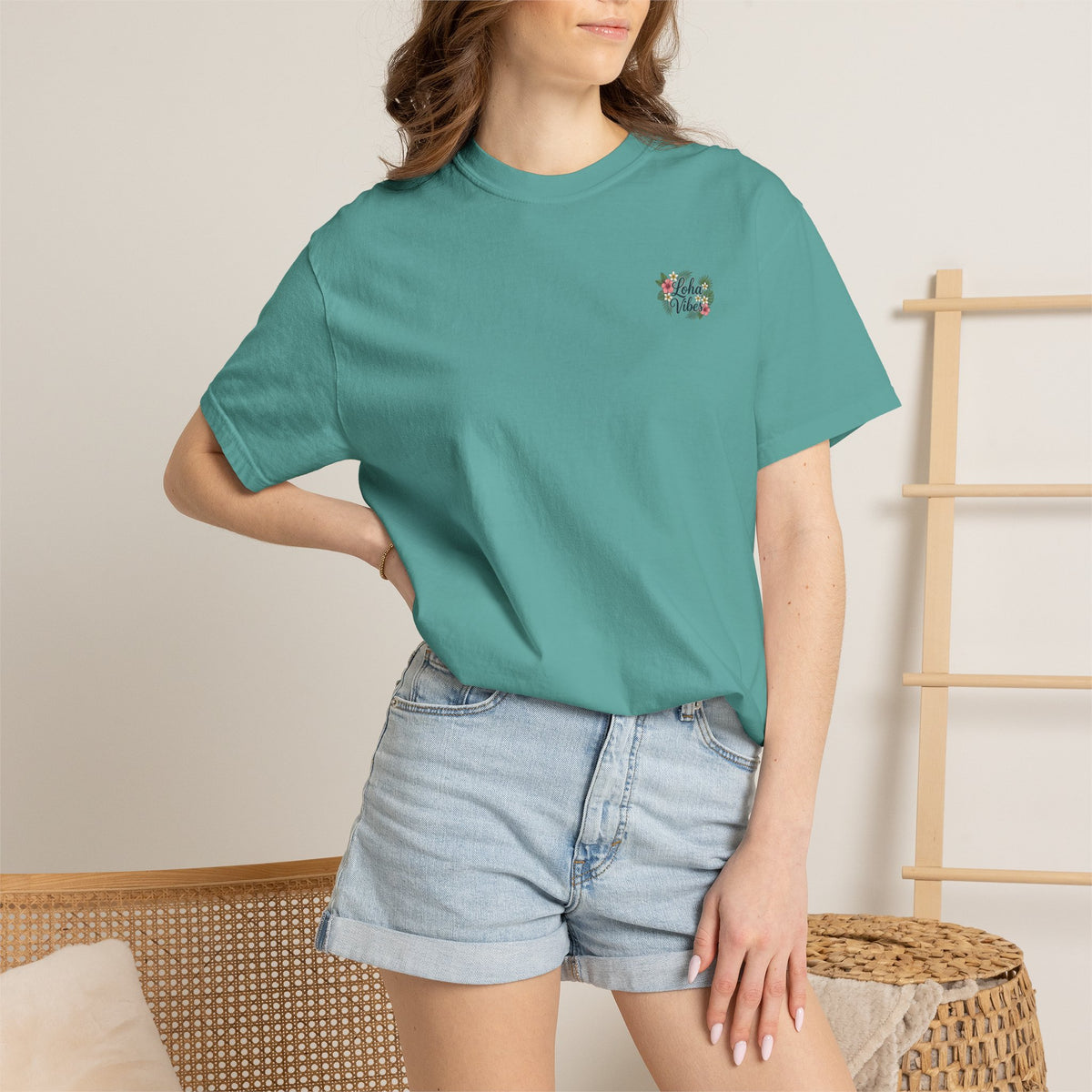 Loha Vibes T-Shirt — Tropical Floral Back Print