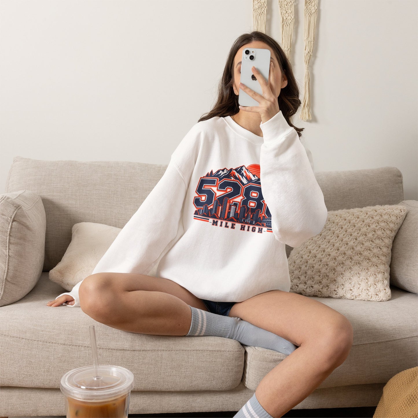 5280 Mile High Sweatshirt — Denver Mountain Graphic Crewneck