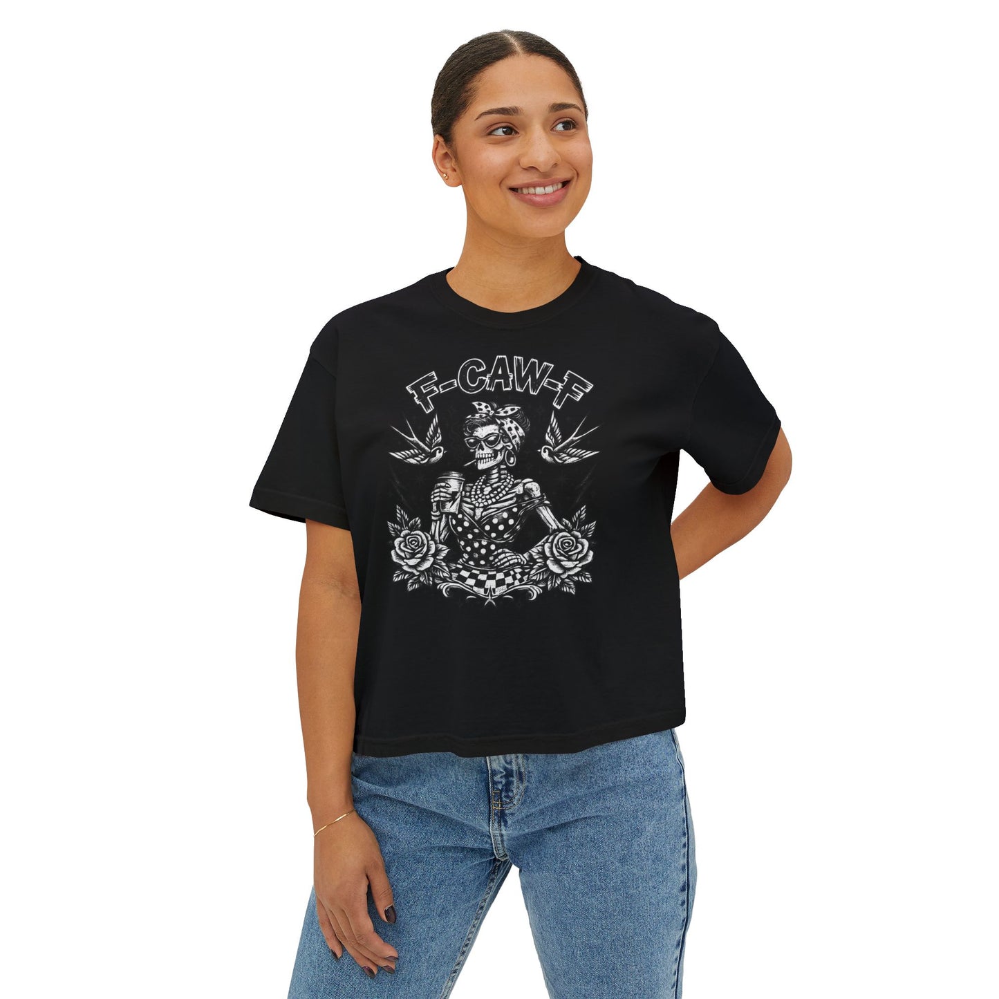 Graphic Tee — 'F-GAW-F' Retro Skull Pinup Design