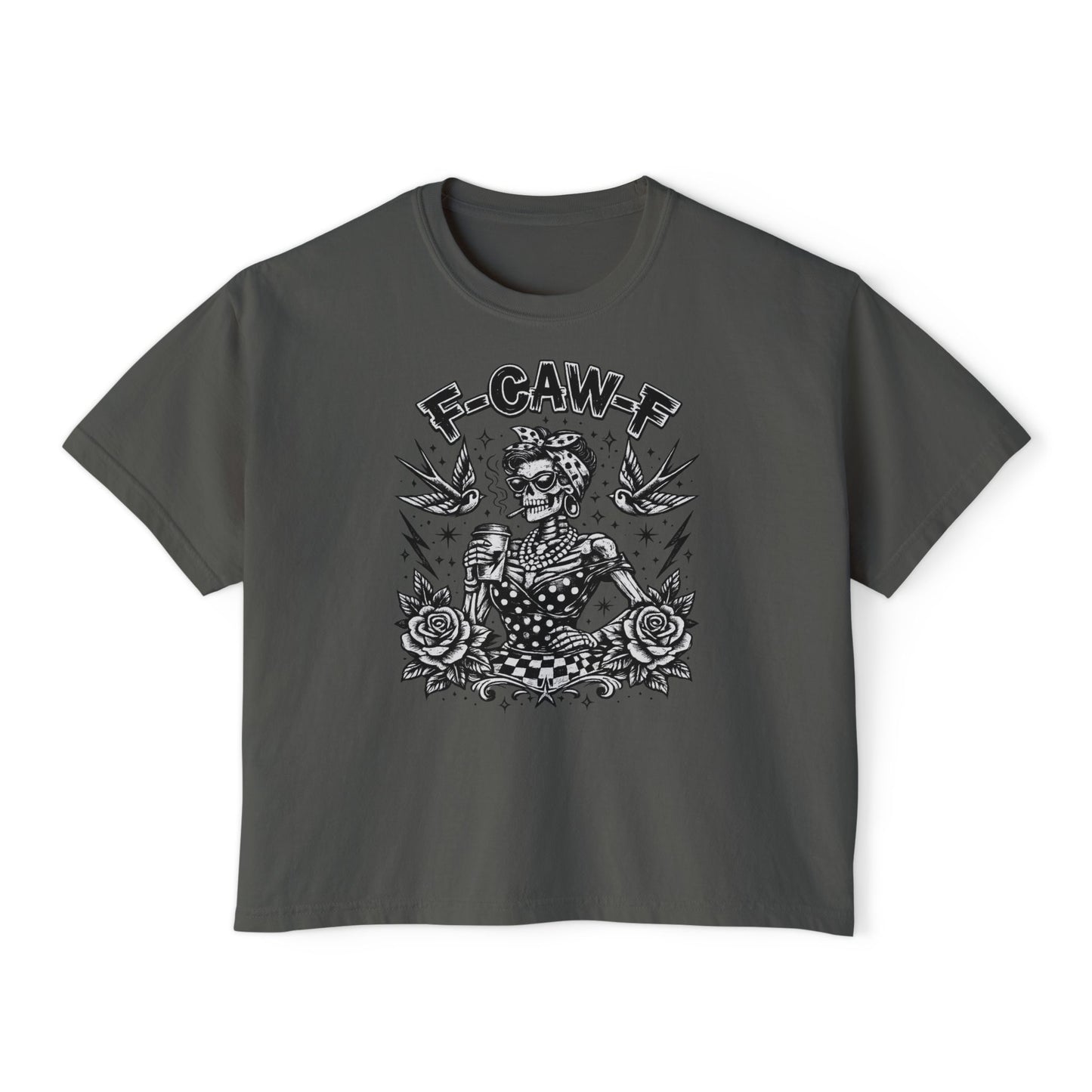 Graphic Tee — 'F-GAW-F' Retro Skull Pinup Design