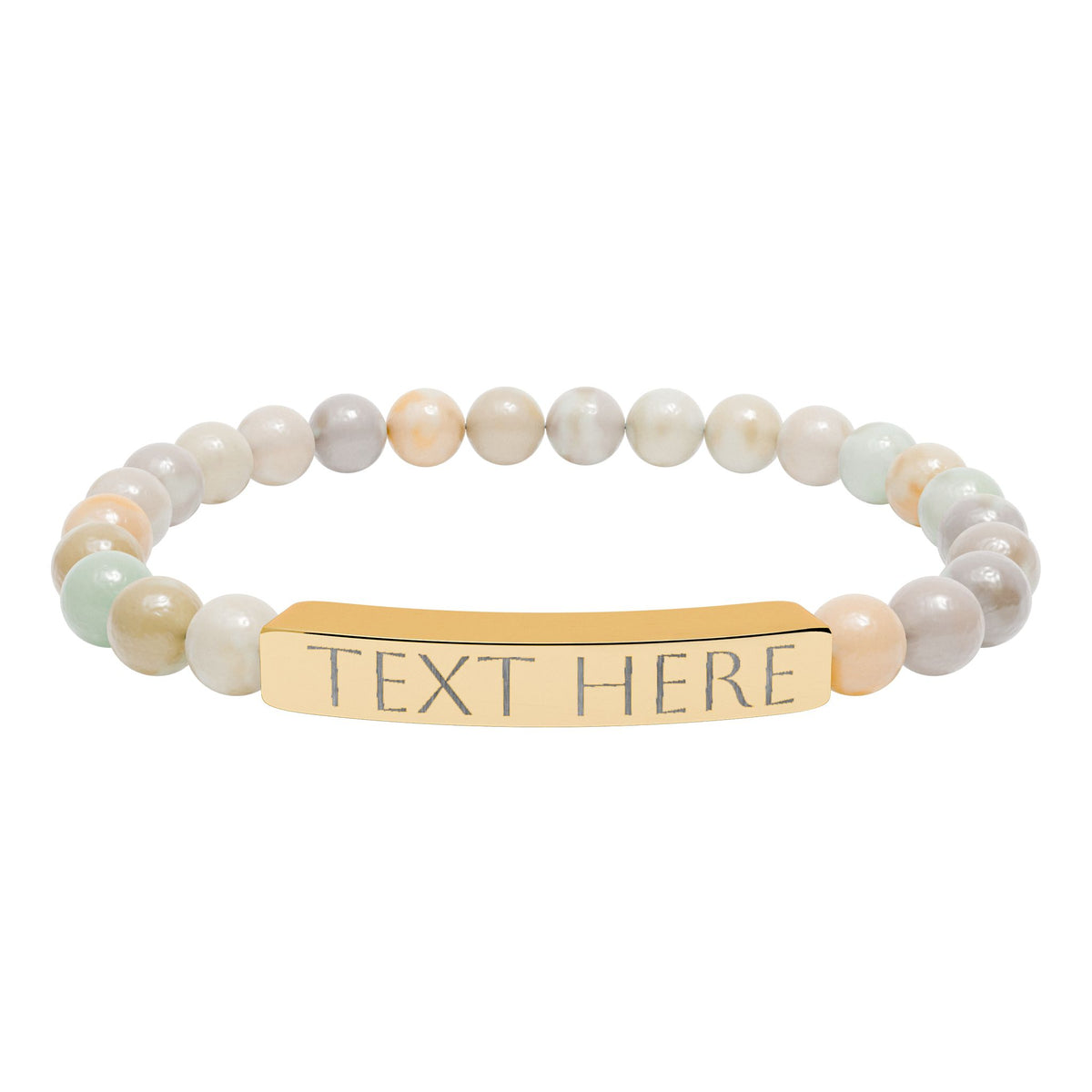 Personalized Natural Stone Engraved Bar Bracelet