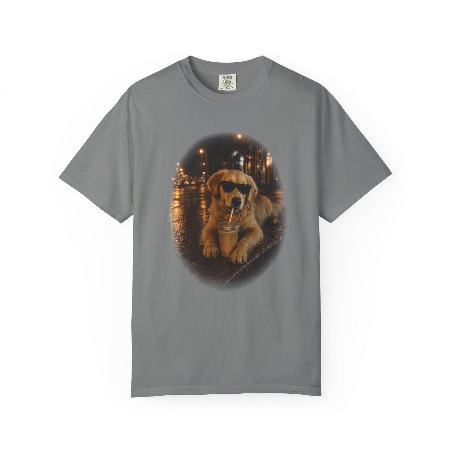 Dog with Sunglasses T-Shirt — Cool Golden Retriever Night Scene Tee