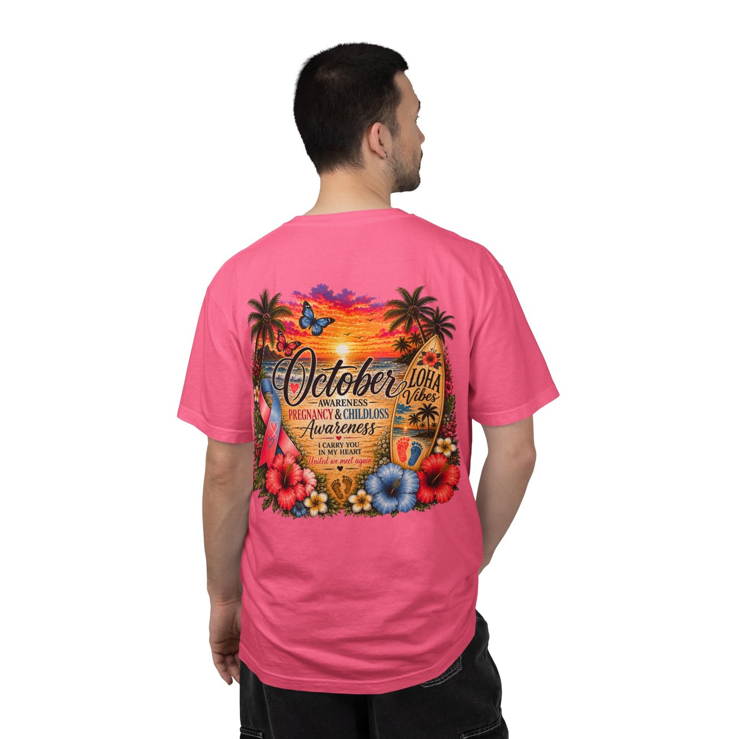 T-Shirt — October Pregnancy & Childloss Awareness Sunset Floral Backprint