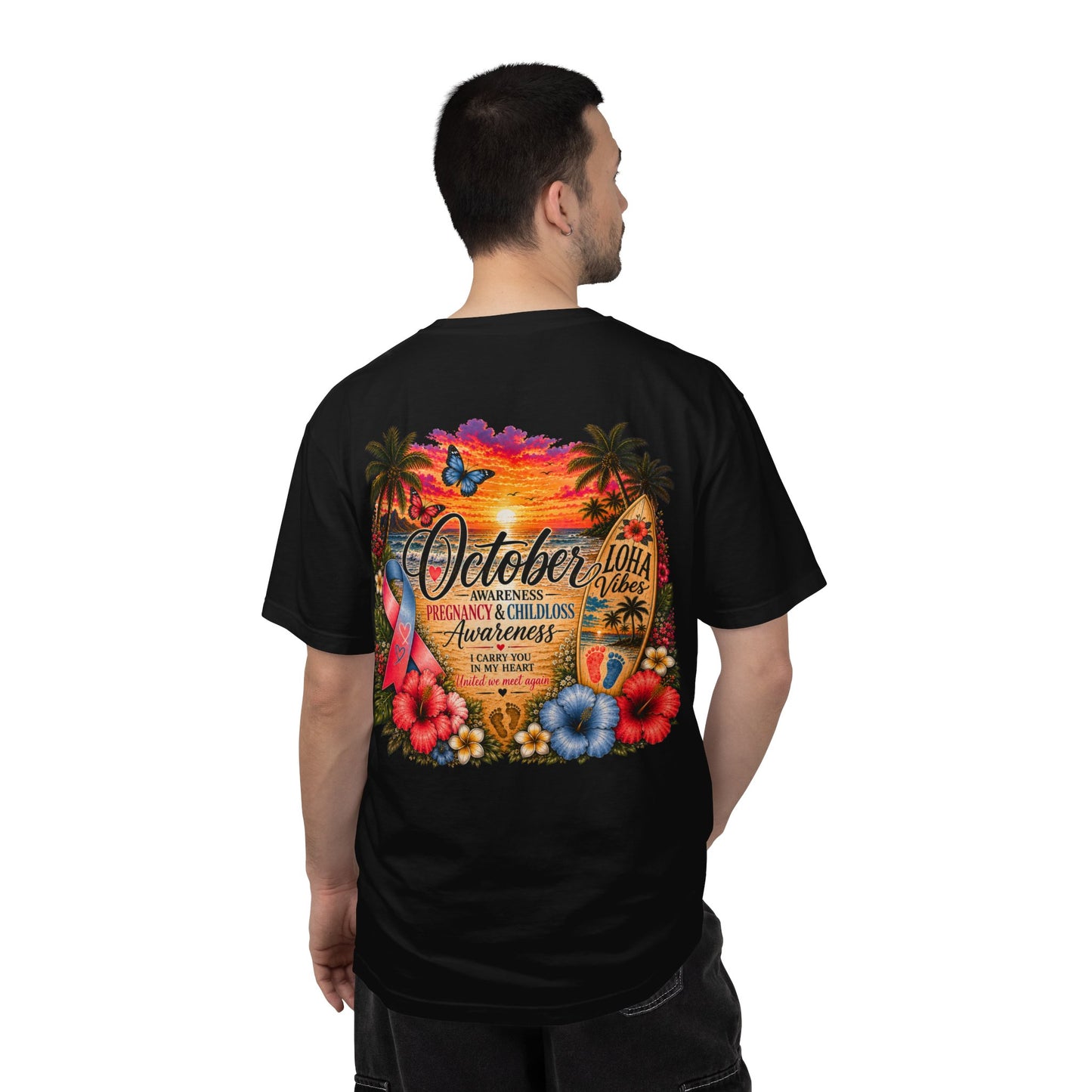 T-Shirt — October Pregnancy & Childloss Awareness Sunset Floral Backprint