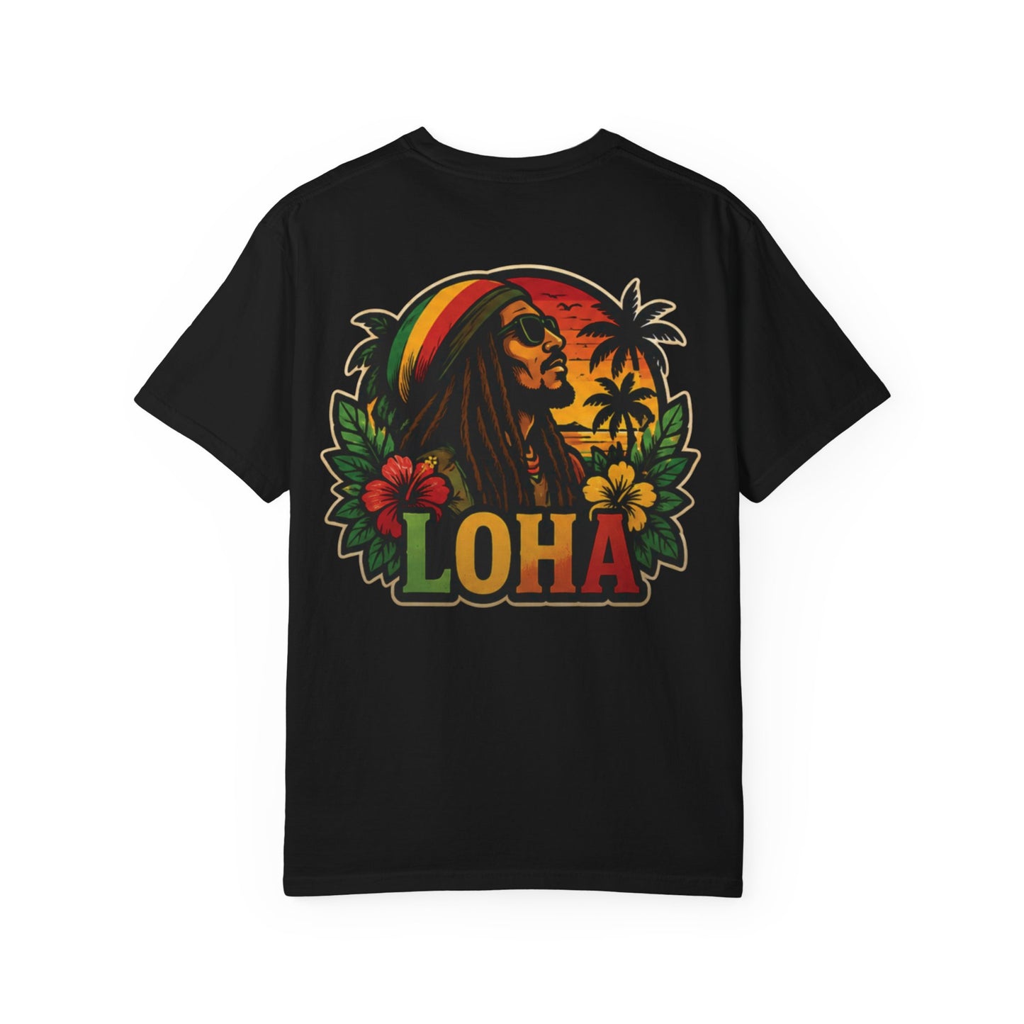 Rasta Aloha T-Shirt — "LOHA" Reggae Sunset Tee