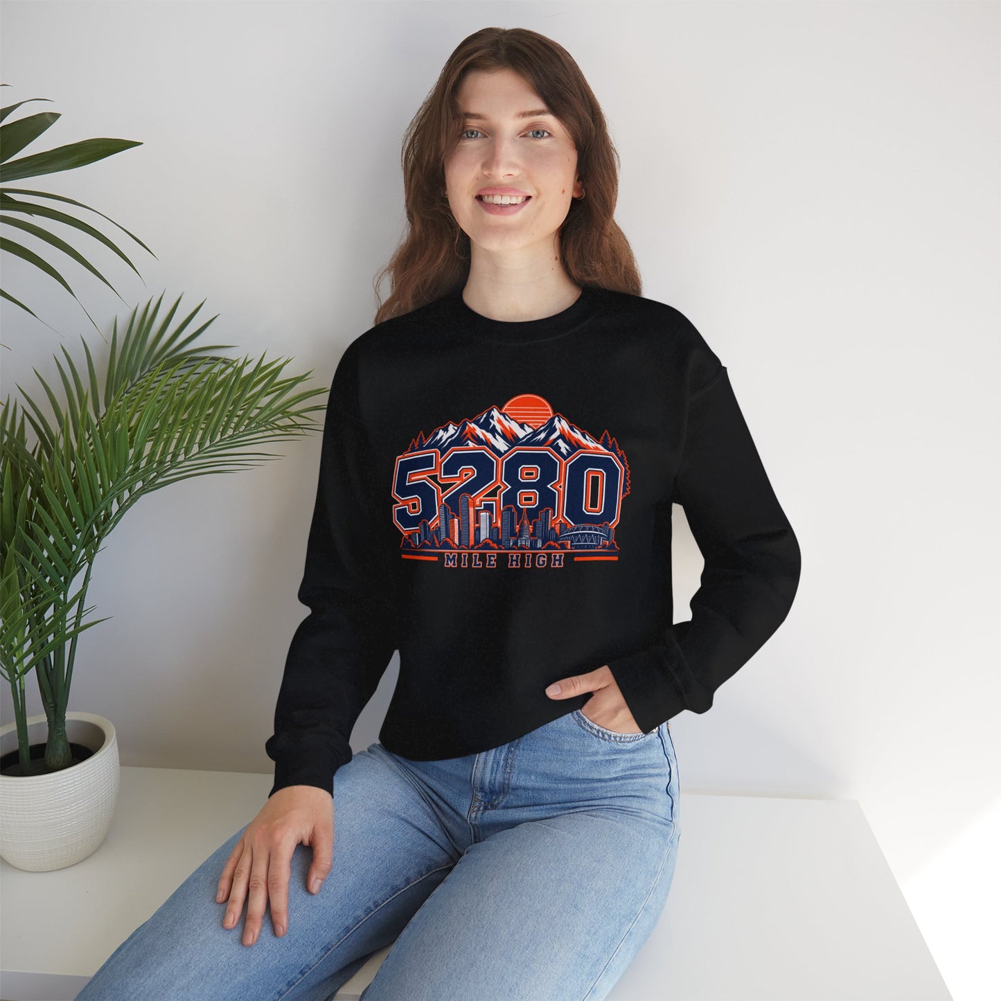 5280 Mile High Sweatshirt — Denver Mountain Graphic Crewneck