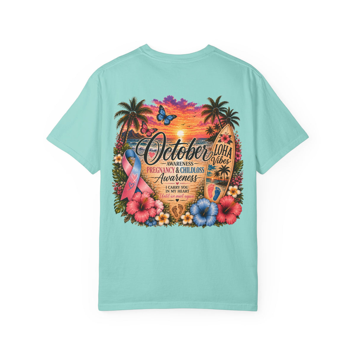 October Child & Pregnancy Awareness T-Shirt — Hawaiian Sunset Awareness Tee