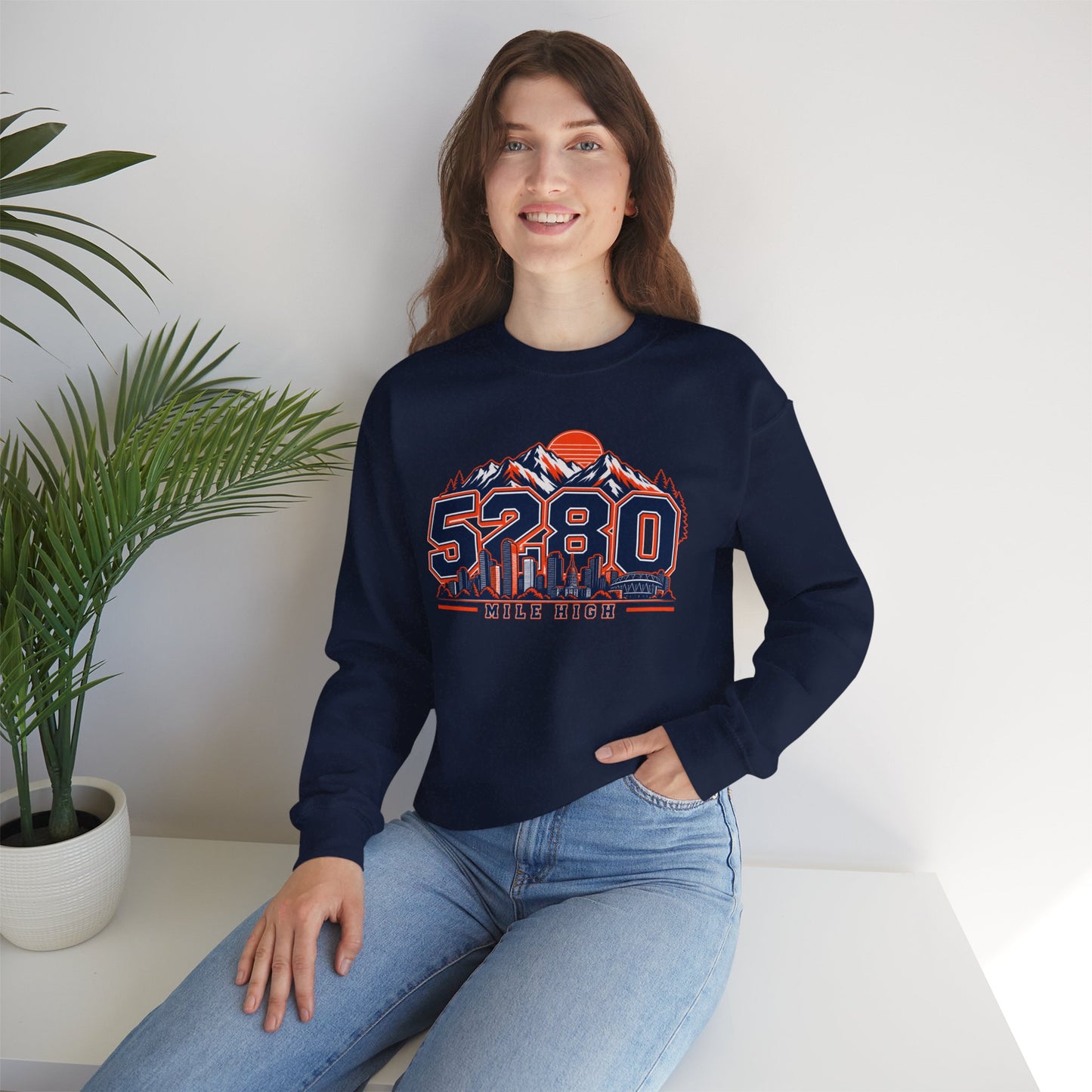 5280 Mile High Sweatshirt — Denver Mountain Graphic Crewneck