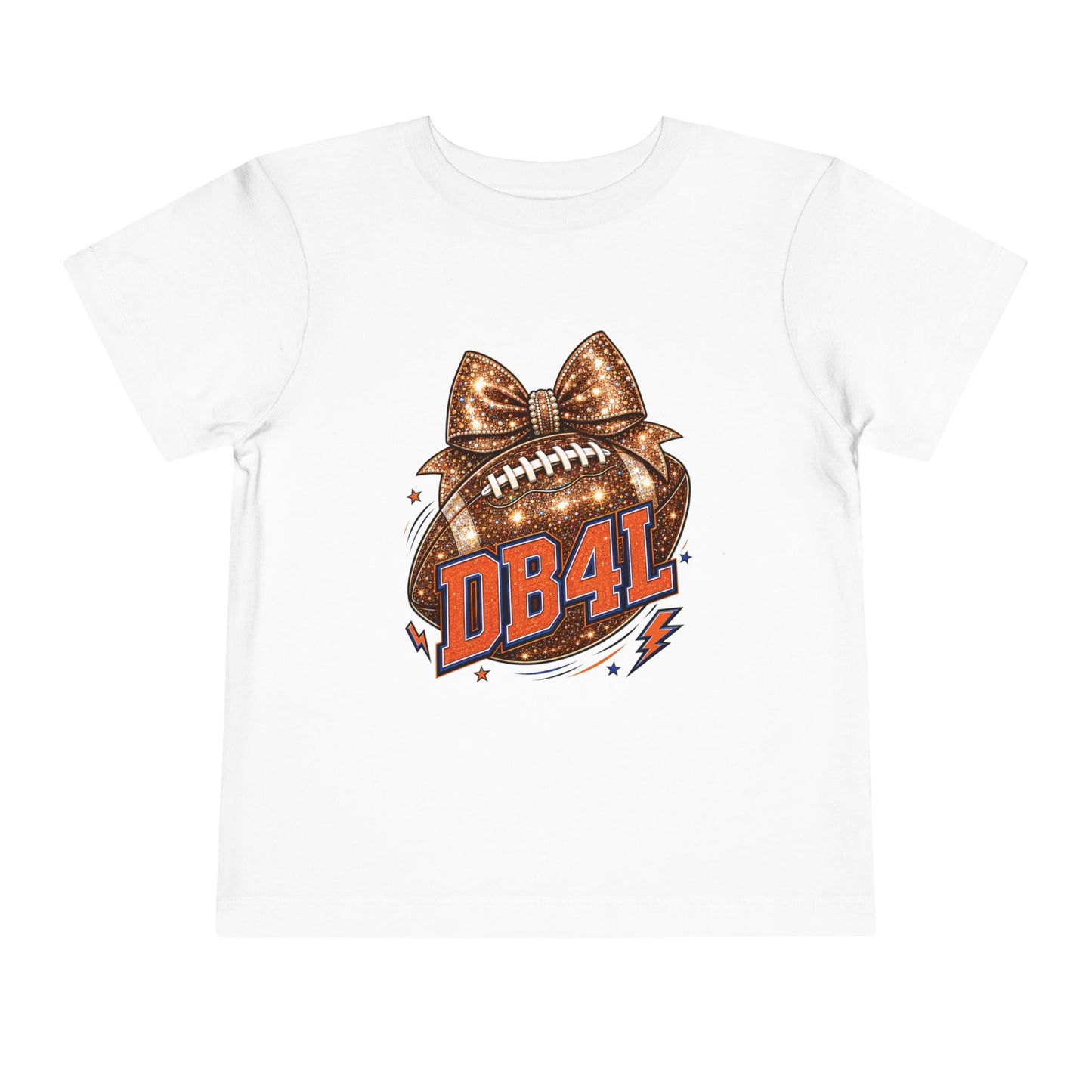 Toddler Tee — Glitter Football Bow "DB4L" Kids' Game Day Shirt