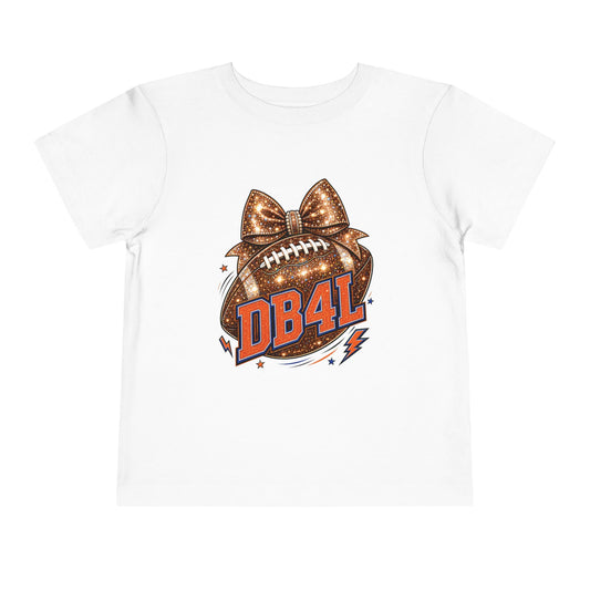 Toddler Tee — Glitter Football Bow "DB4L" Kids' Game Day Shirt