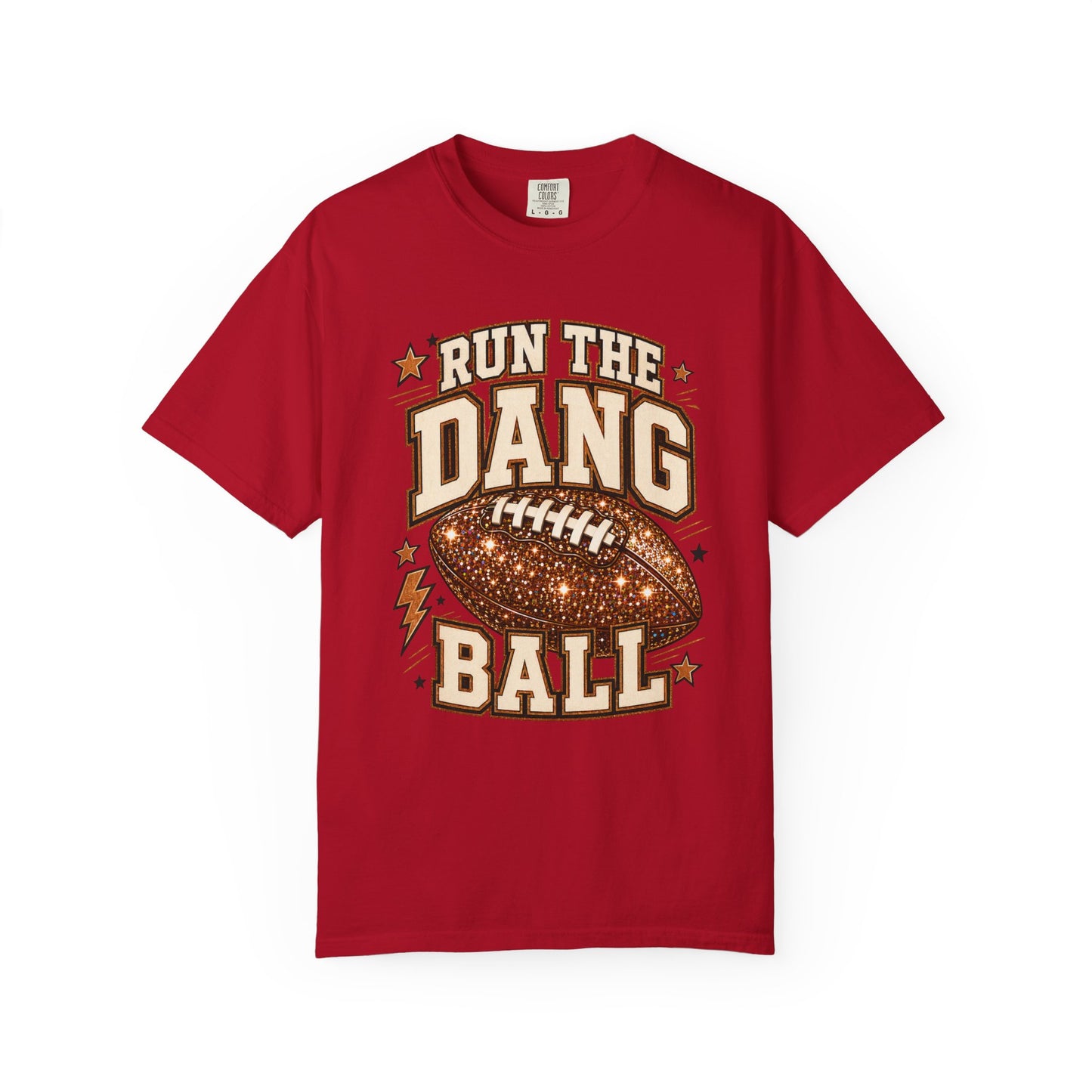Run the Dang Ball Football T-Shirt — Retro Glitter Football Graphic Tee