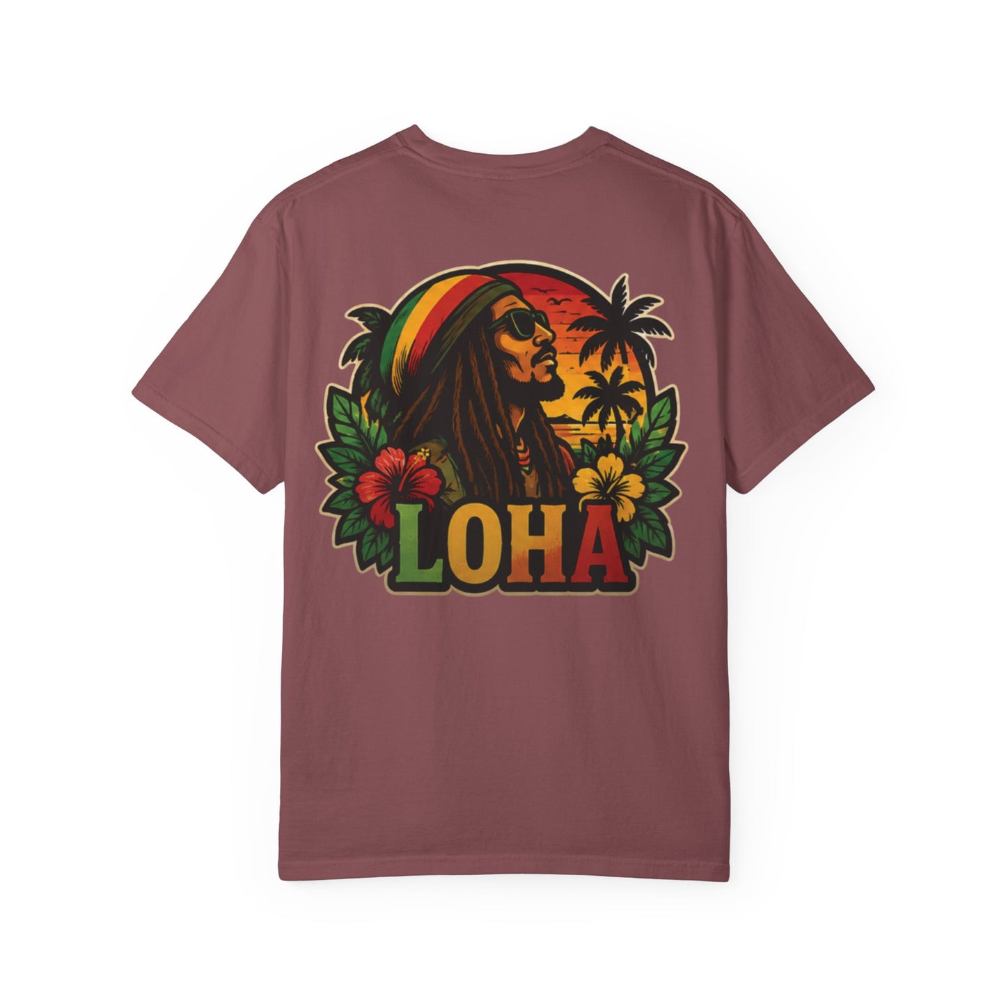 Rasta Aloha T-Shirt — "LOHA" Reggae Sunset Tee