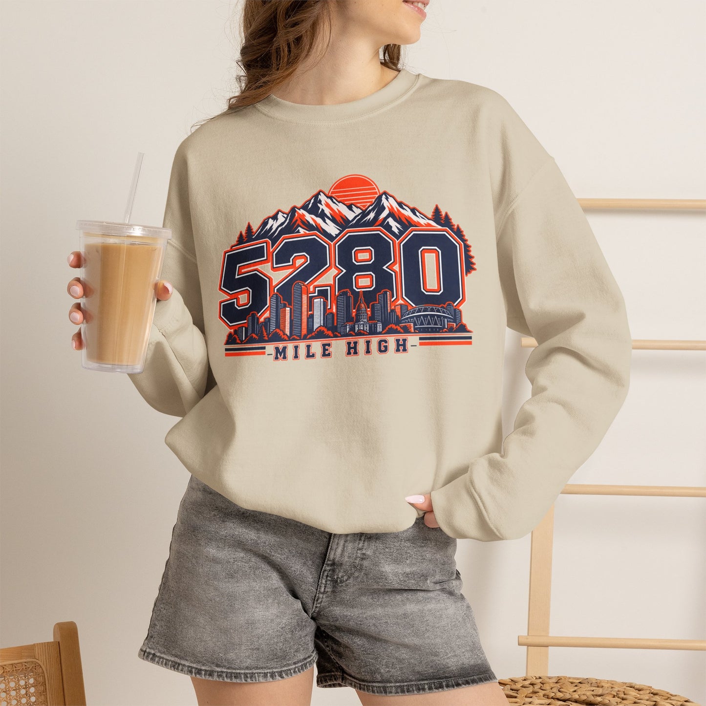 5280 Mile High Sweatshirt — Denver Mountain Graphic Crewneck