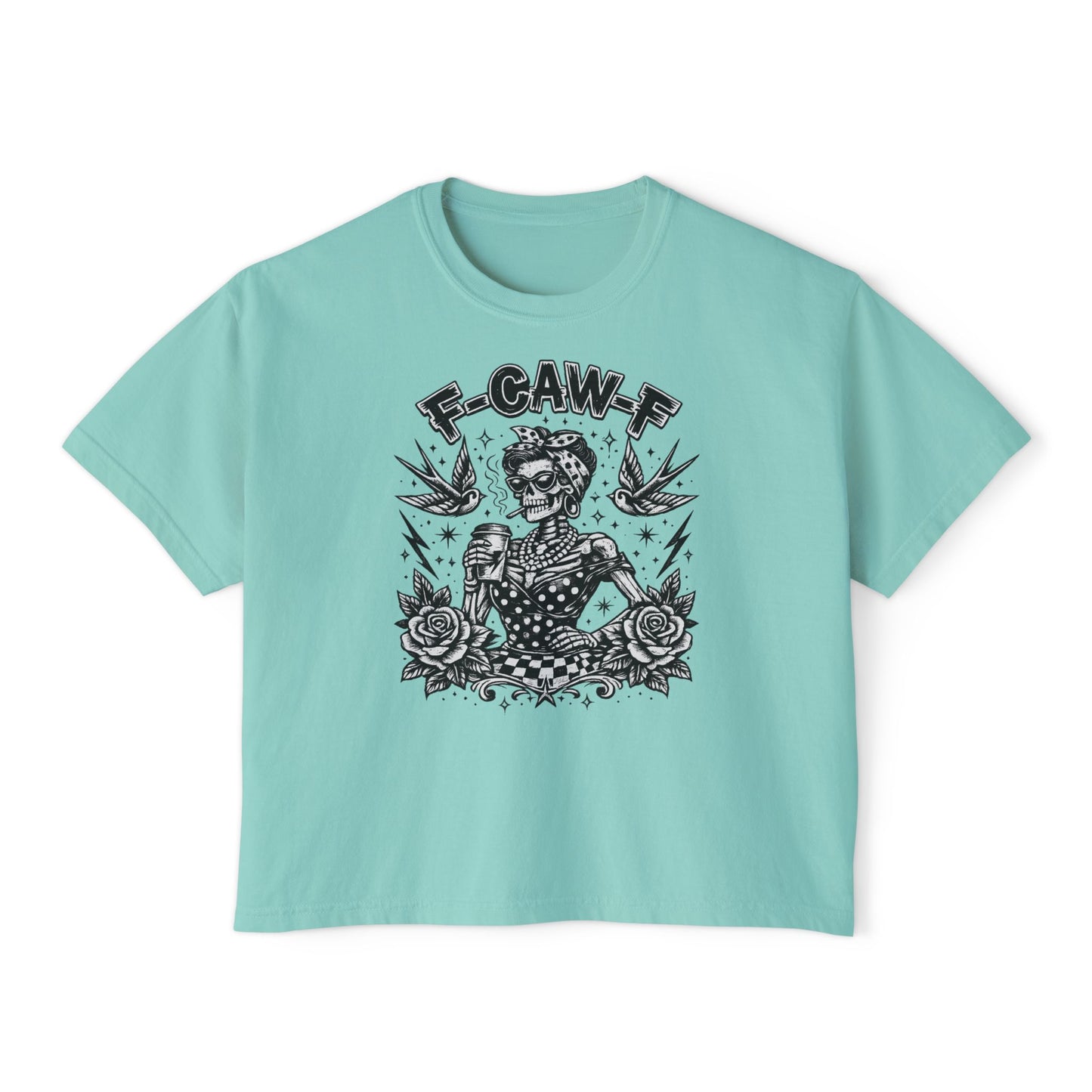Graphic Tee — 'F-GAW-F' Retro Skull Pinup Design