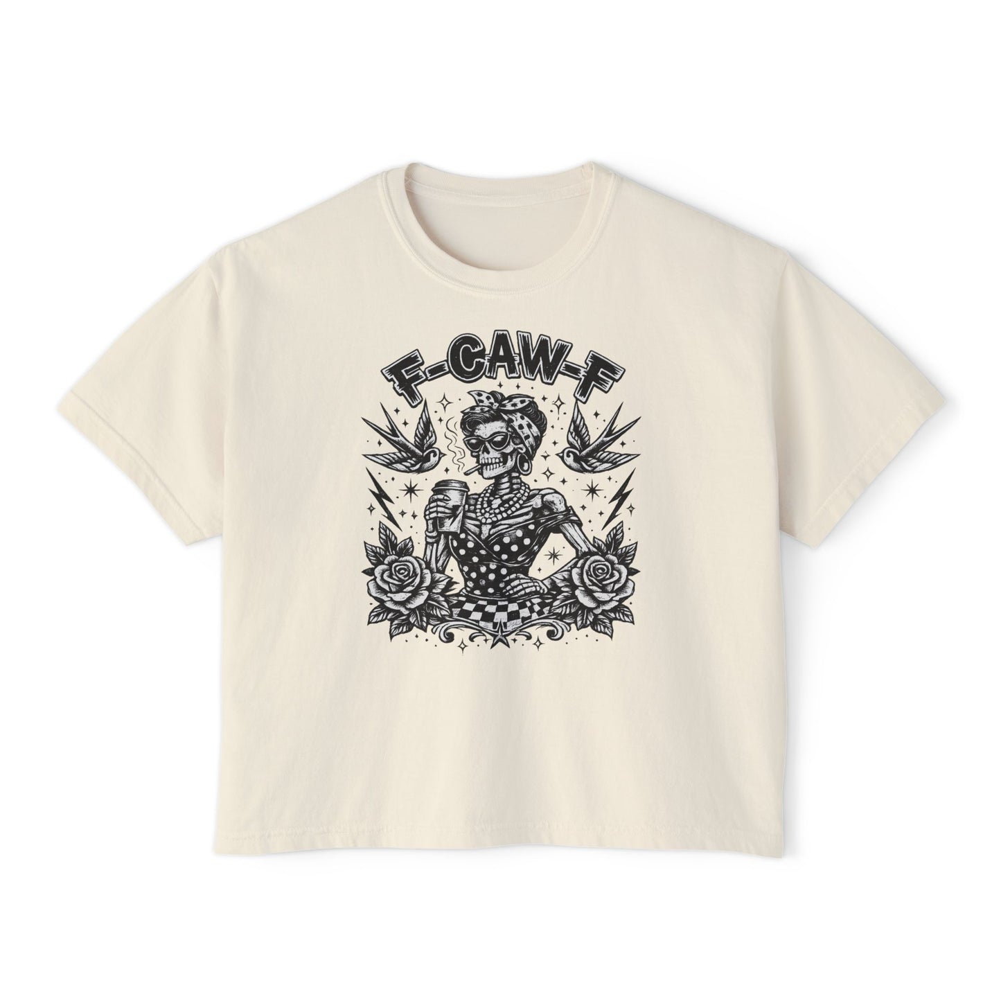 Graphic Tee — 'F-GAW-F' Retro Skull Pinup Design
