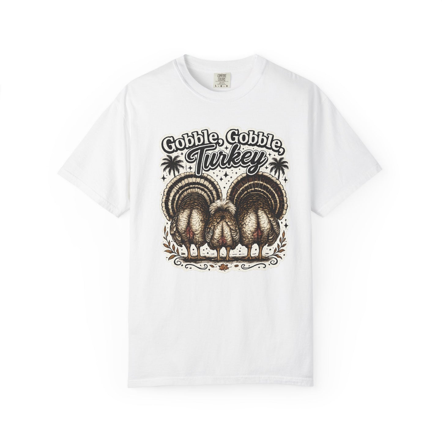 Gobble Gobble Turkey Butt T-shirt | Retro Thanksgiving Turkey Trio, Fall Holiday Tee