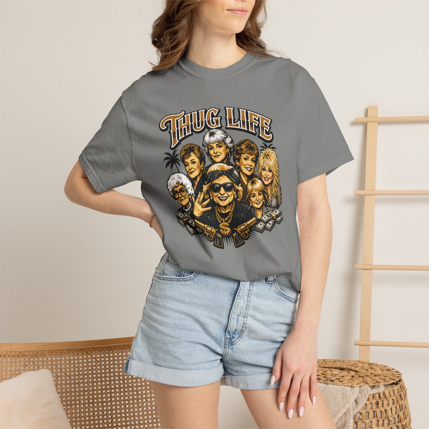 T H U G Golden Dolly Grandma Portrait T-Shirt | Retro TV Comedy Crew Tee