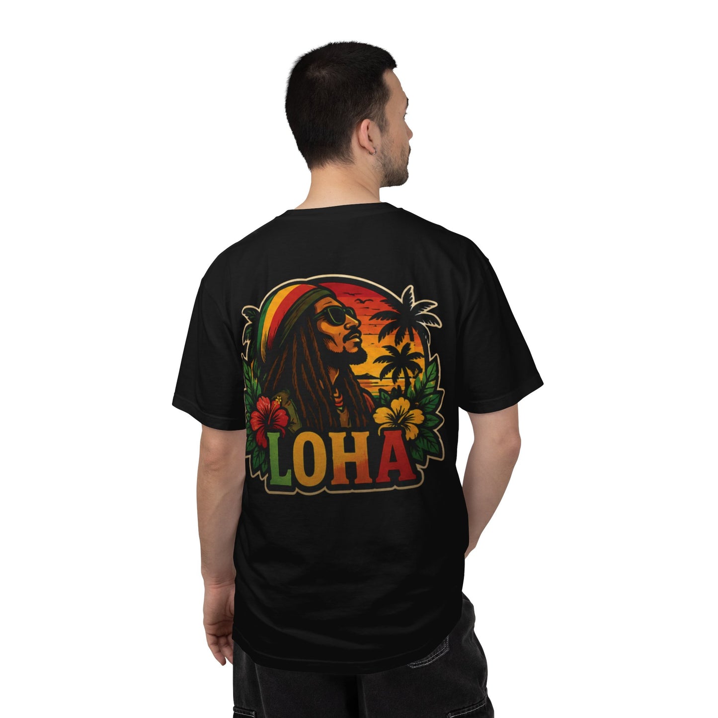 Rasta Aloha T-Shirt — "LOHA" Reggae Sunset Tee
