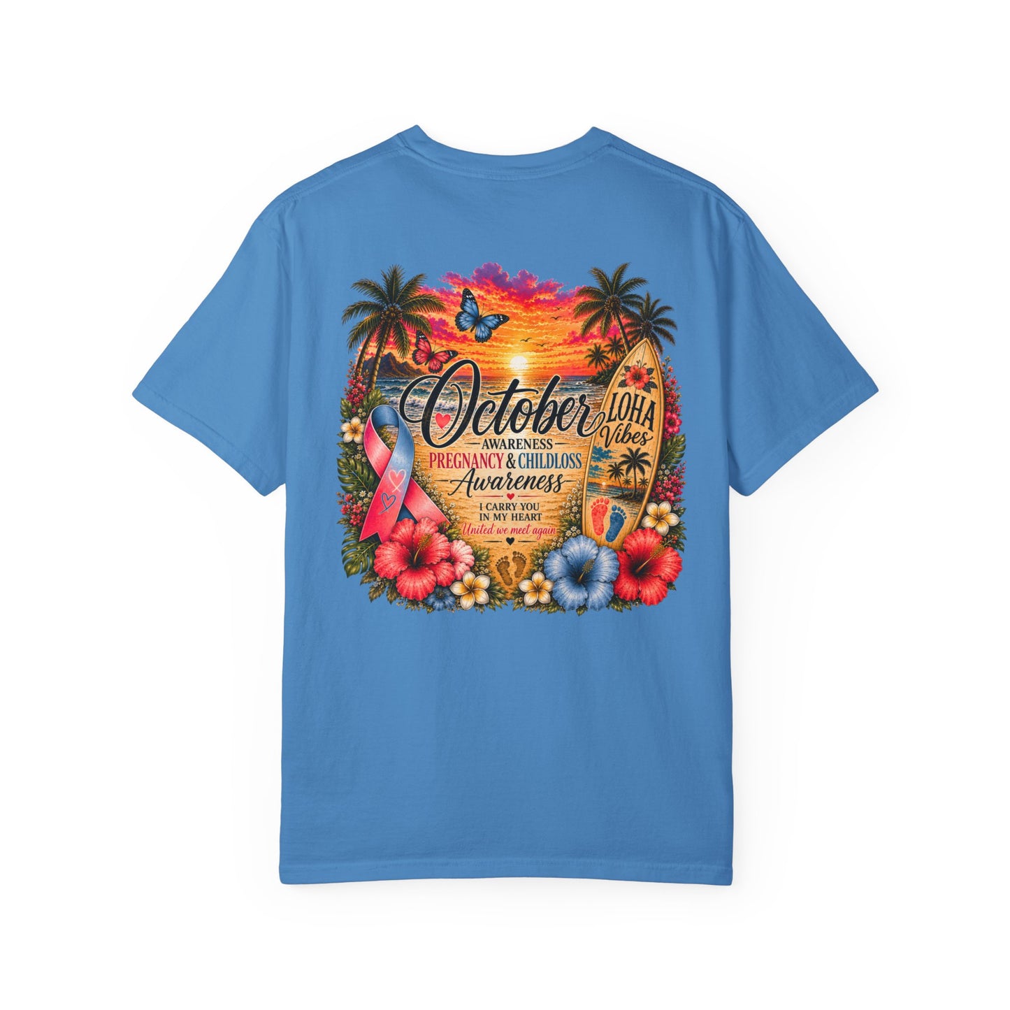 T-Shirt — October Pregnancy & Childloss Awareness Sunset Floral Backprint