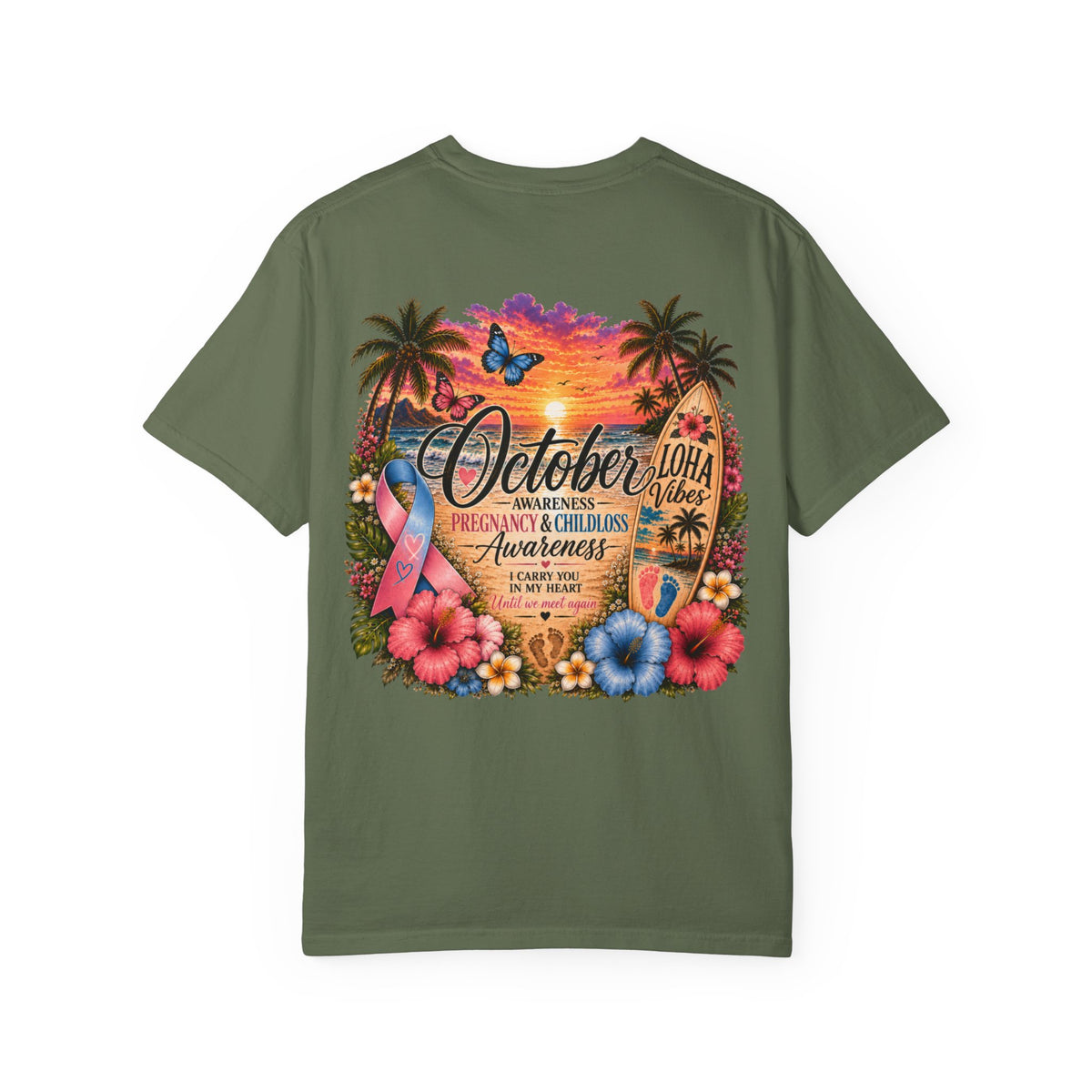 October Child & Pregnancy Awareness T-Shirt — Hawaiian Sunset Awareness Tee