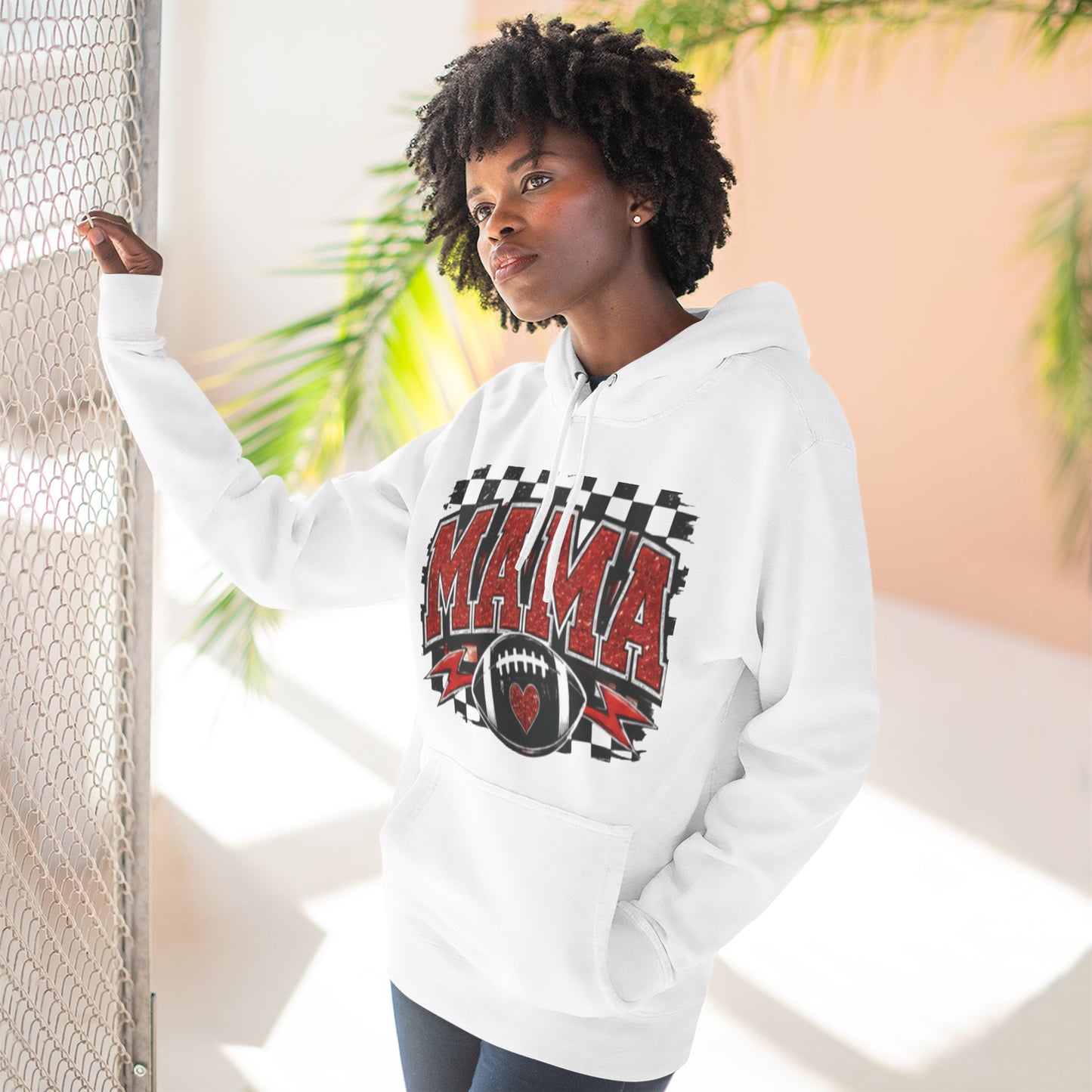 Mama Football Hoodie — #10 Player Mom Fleece Pullover