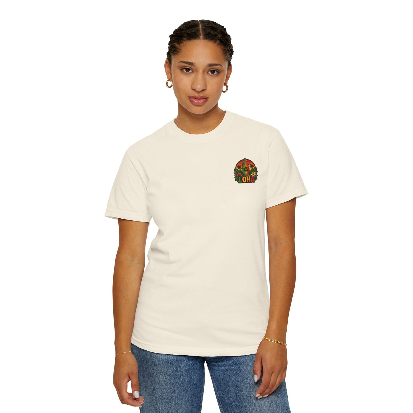 Loha Surf T-Shirt — Tropical Hibiscus Sunset Graphic