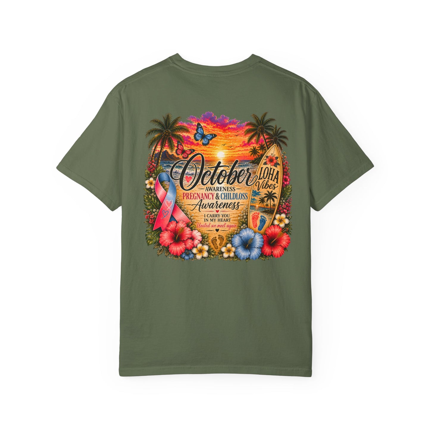 T-Shirt — October Pregnancy & Childloss Awareness Sunset Floral Backprint