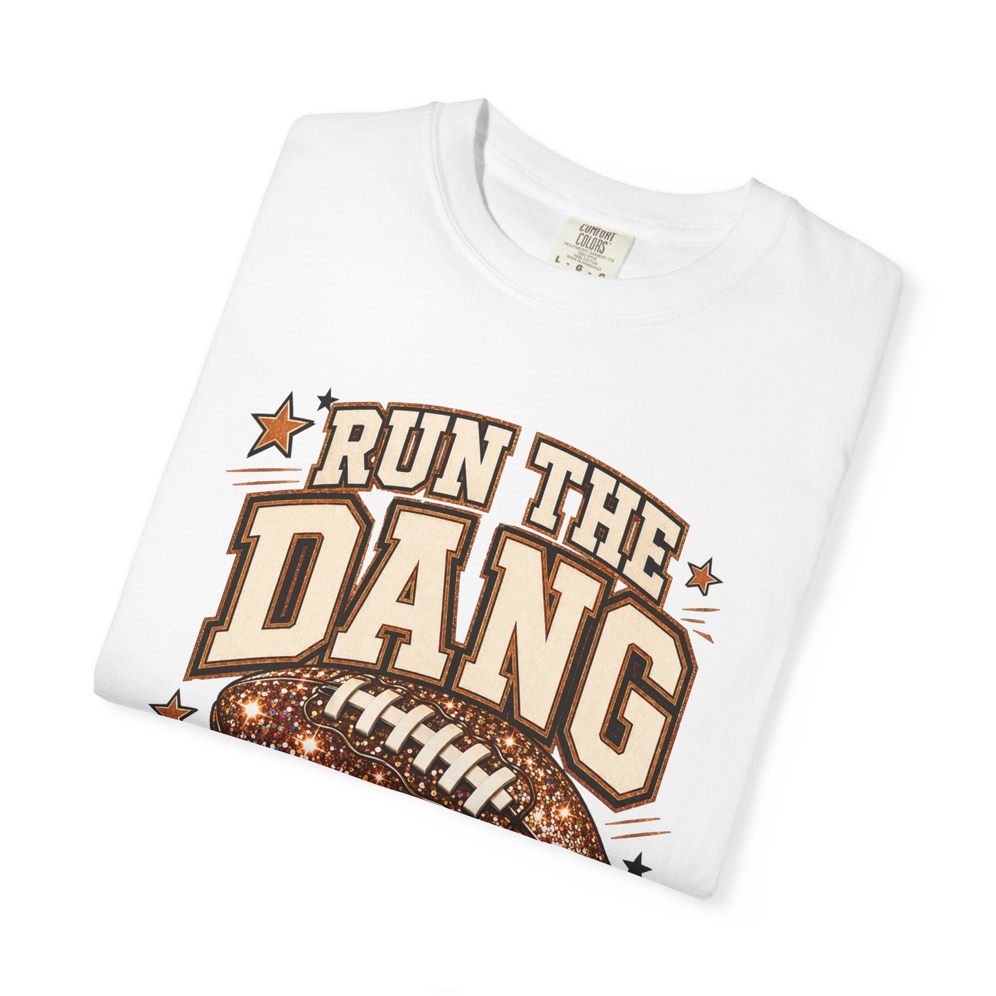 Run the Dang Ball Football T-Shirt — Retro Glitter Football Graphic Tee
