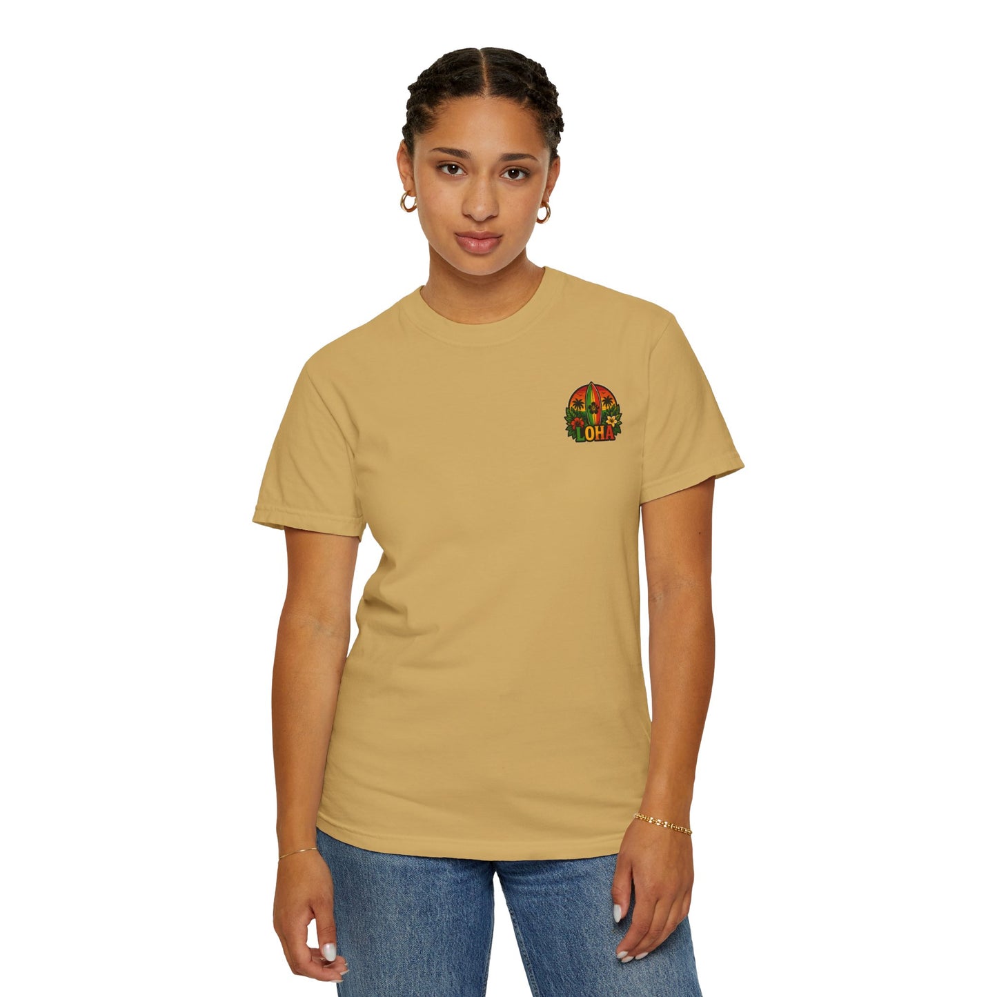 Loha Surf T-Shirt — Tropical Hibiscus Sunset Graphic