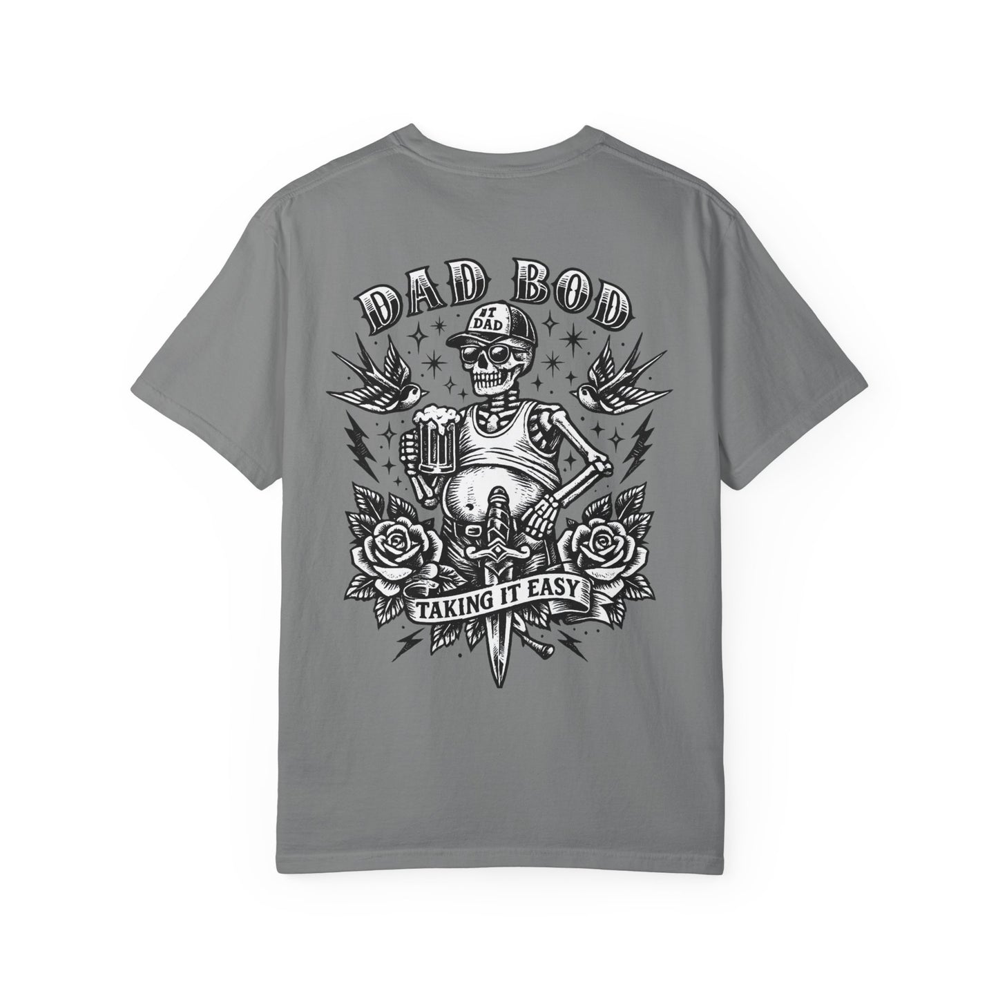 Dad Bod T-Shirt — 'Dad Bod: Taking It Easy' Retro Skull Graphic Tee