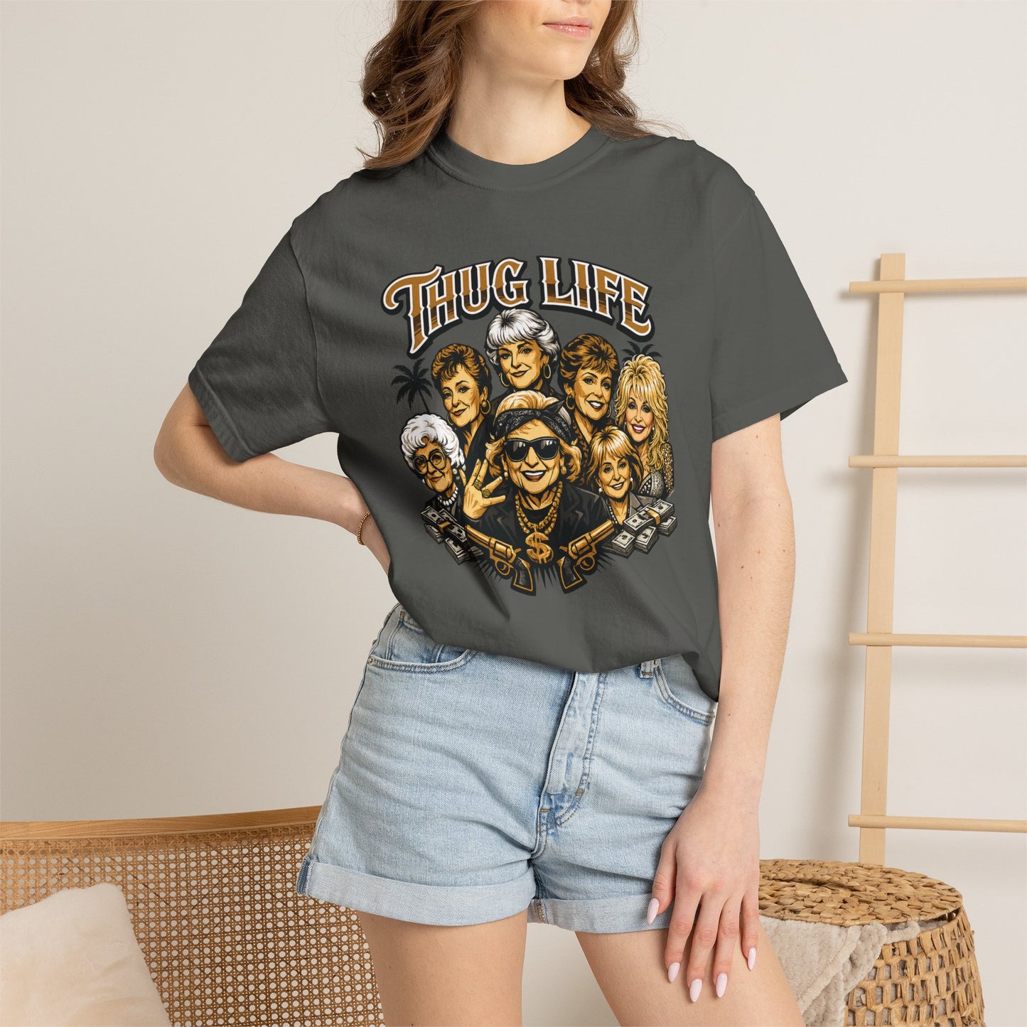 T H U G Golden Dolly Grandma Portrait T-Shirt | Retro TV Comedy Crew Tee