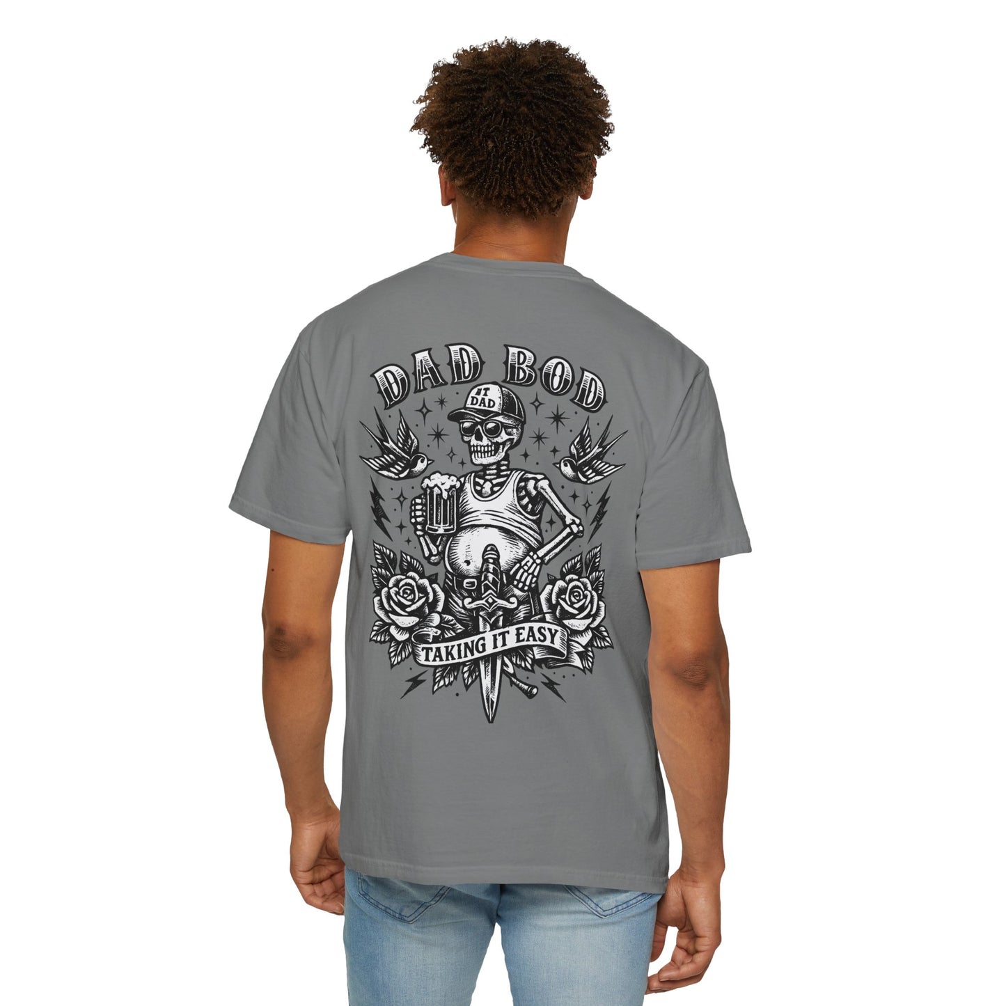 Dad Bod T-Shirt — 'Dad Bod: Taking It Easy' Retro Skull Graphic Tee